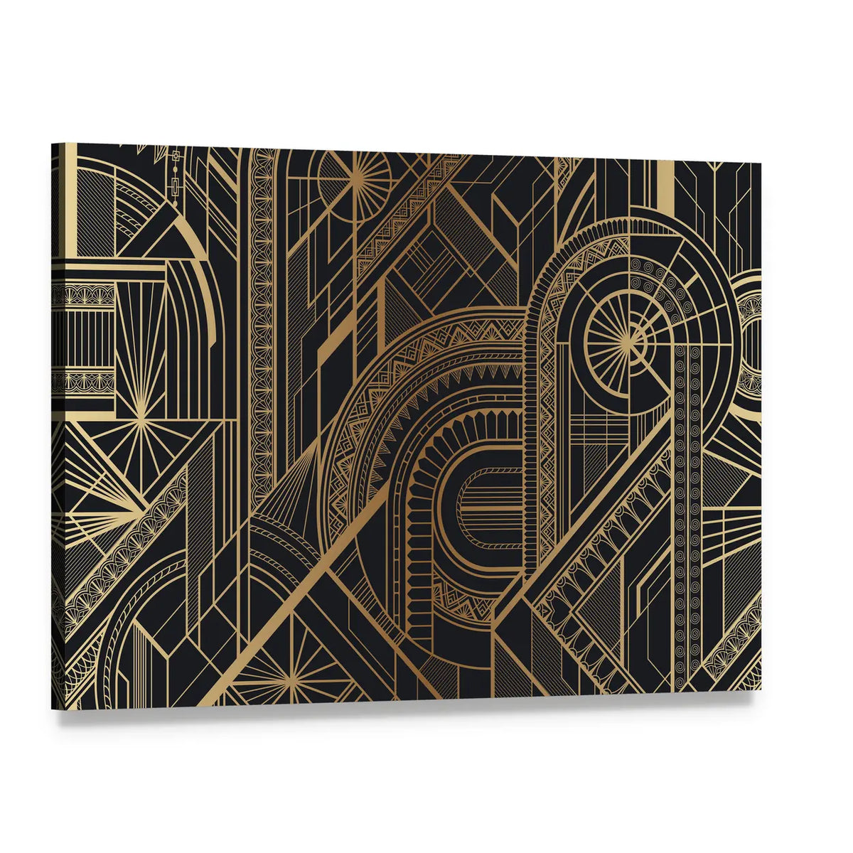 Circles and Ornaments Pattern Canvas Wall Art, single panel gallery wrapped canvas, angled product view