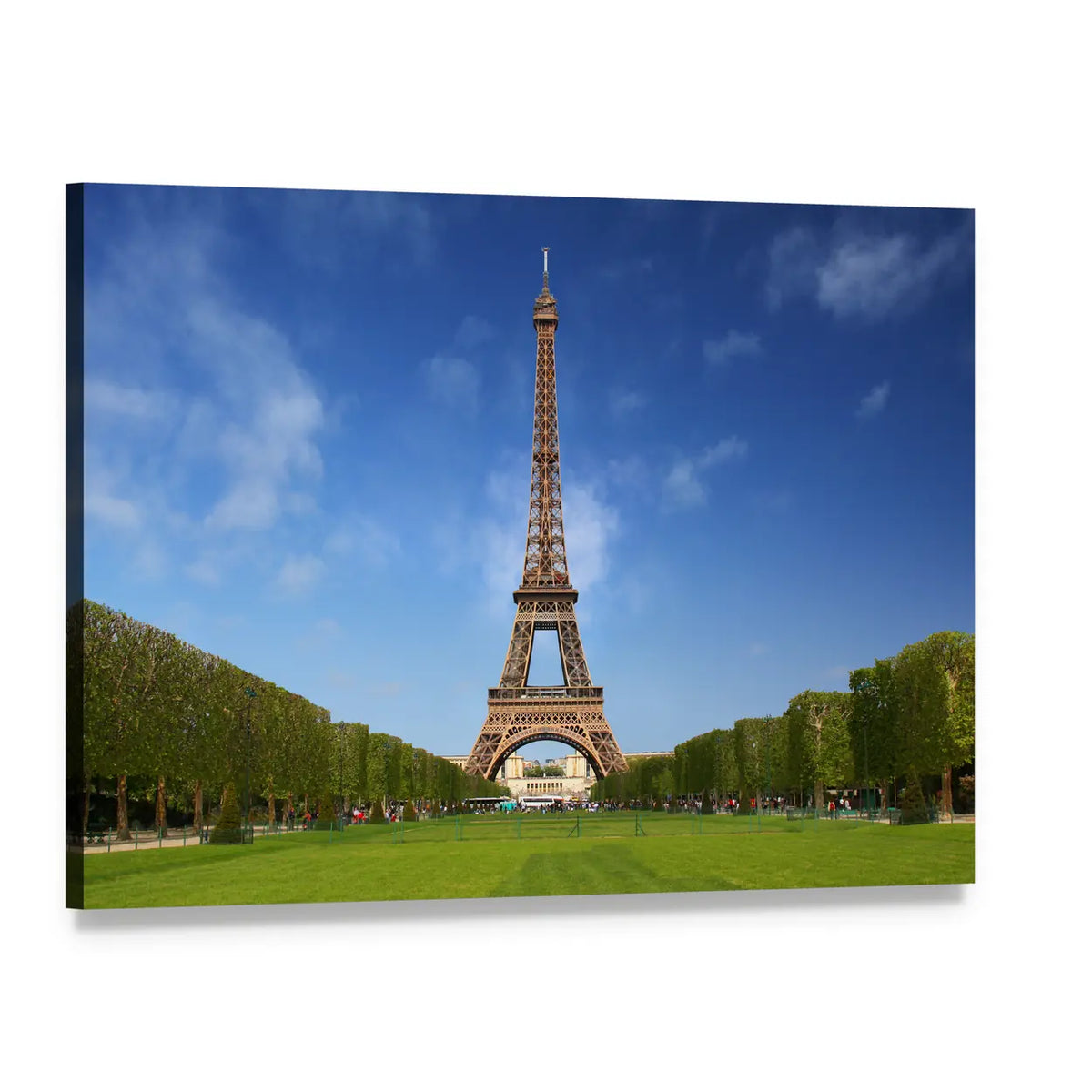 Eiffel Tower in Paris on a Sunny Spring Day Canvas Wall Art, single panel gallery wrapped canvas, angled product view