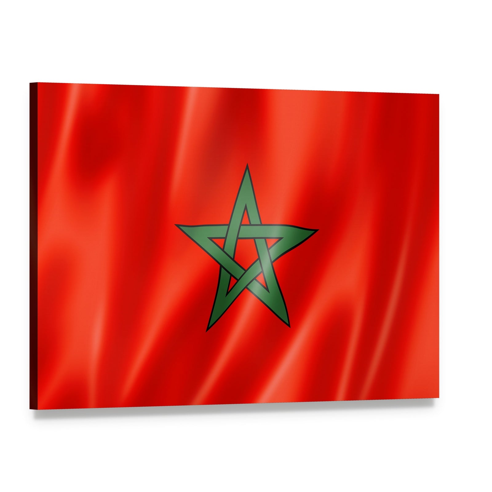 Waving Moroccan Flag Canvas Wall Art, single panel gallery wrapped canvas, angled product view