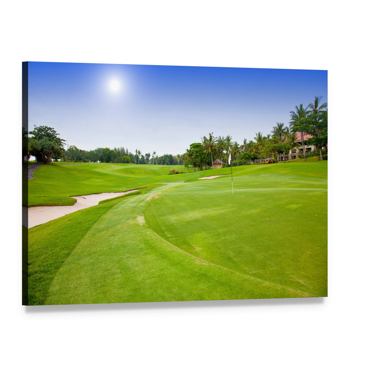 Green Field for Golf Canvas Wall Art, single panel gallery wrapped canvas, angled product view
