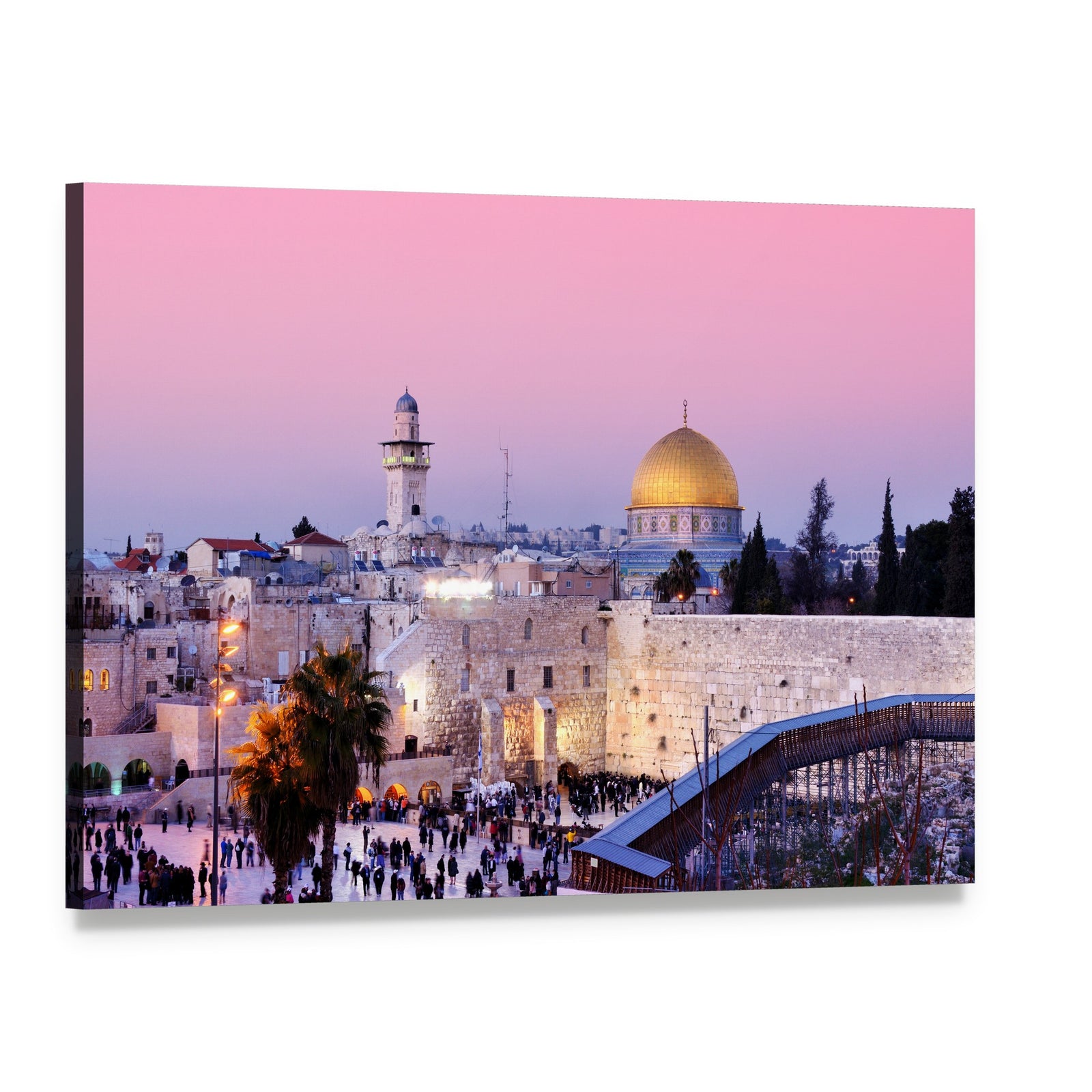 Al Aqsa Mosque at Dusk Canvas Wall Art, single panel gallery wrapped canvas, angled product view