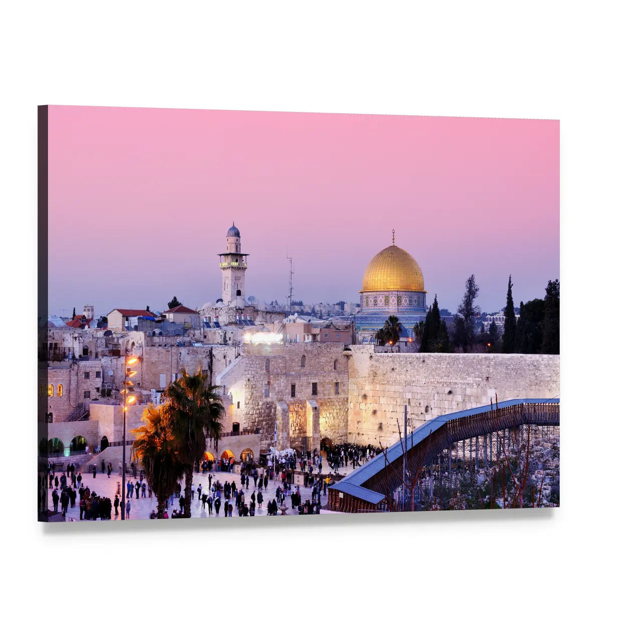 Al Aqsa Mosque at Dusk Canvas Wall Art, single panel gallery wrapped canvas, angled product view