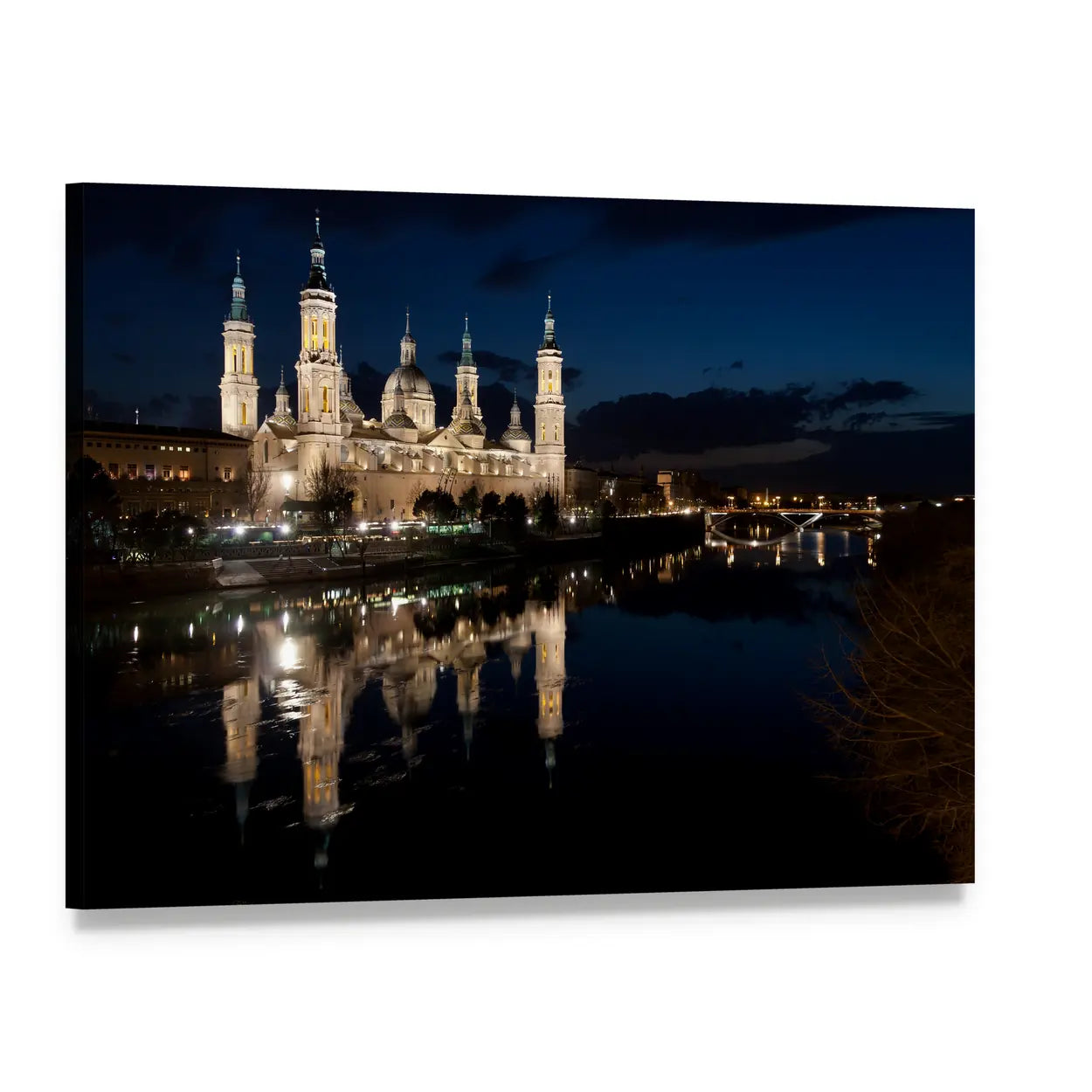 View of Our Lady of the Pillar Basilica Canvas Wall Art, single panel gallery wrapped canvas, angled product view