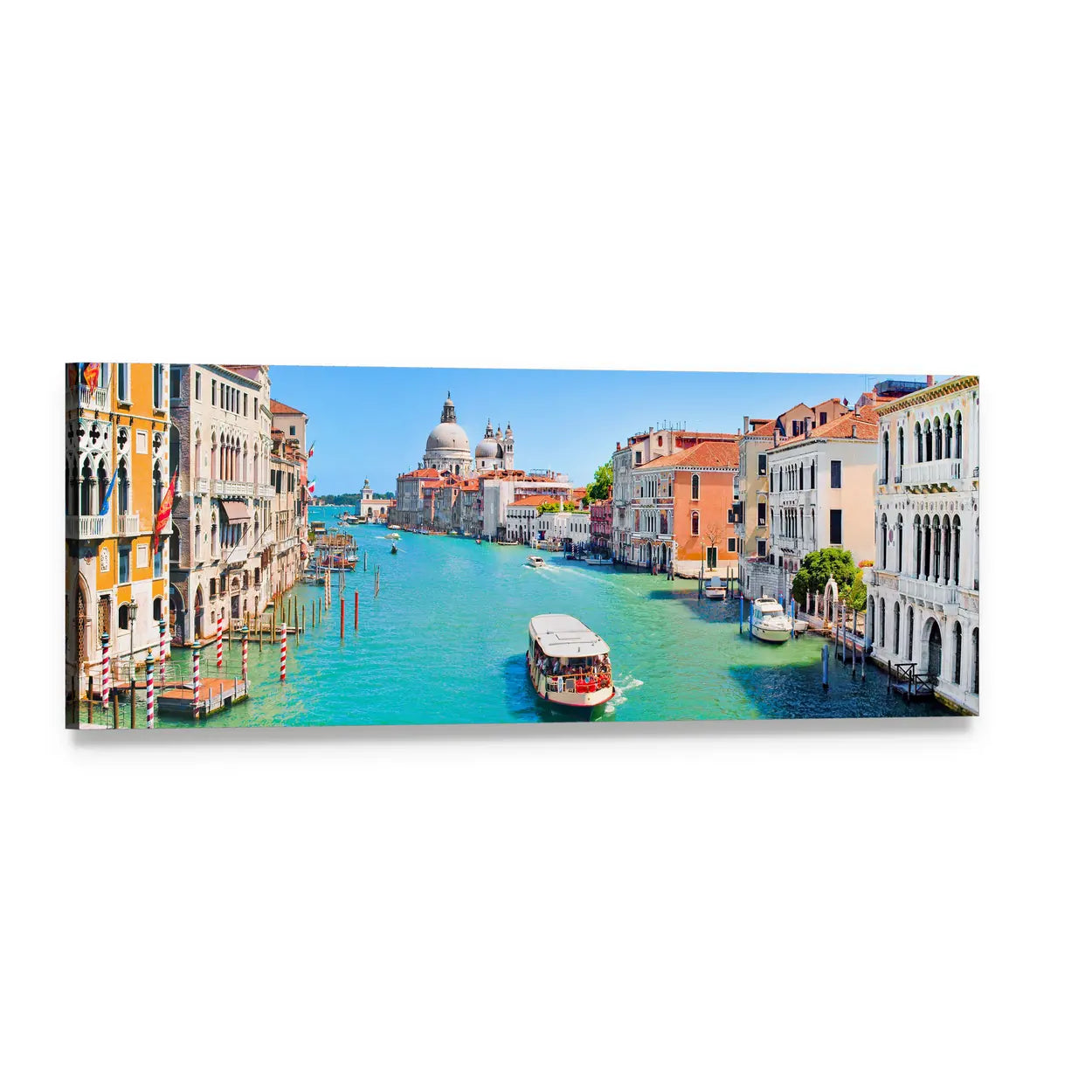 Venice Grand Canal with Santa Maria Della Salute Panoramic Canvas Wall Art, single panel gallery wrapped canvas, angled product view