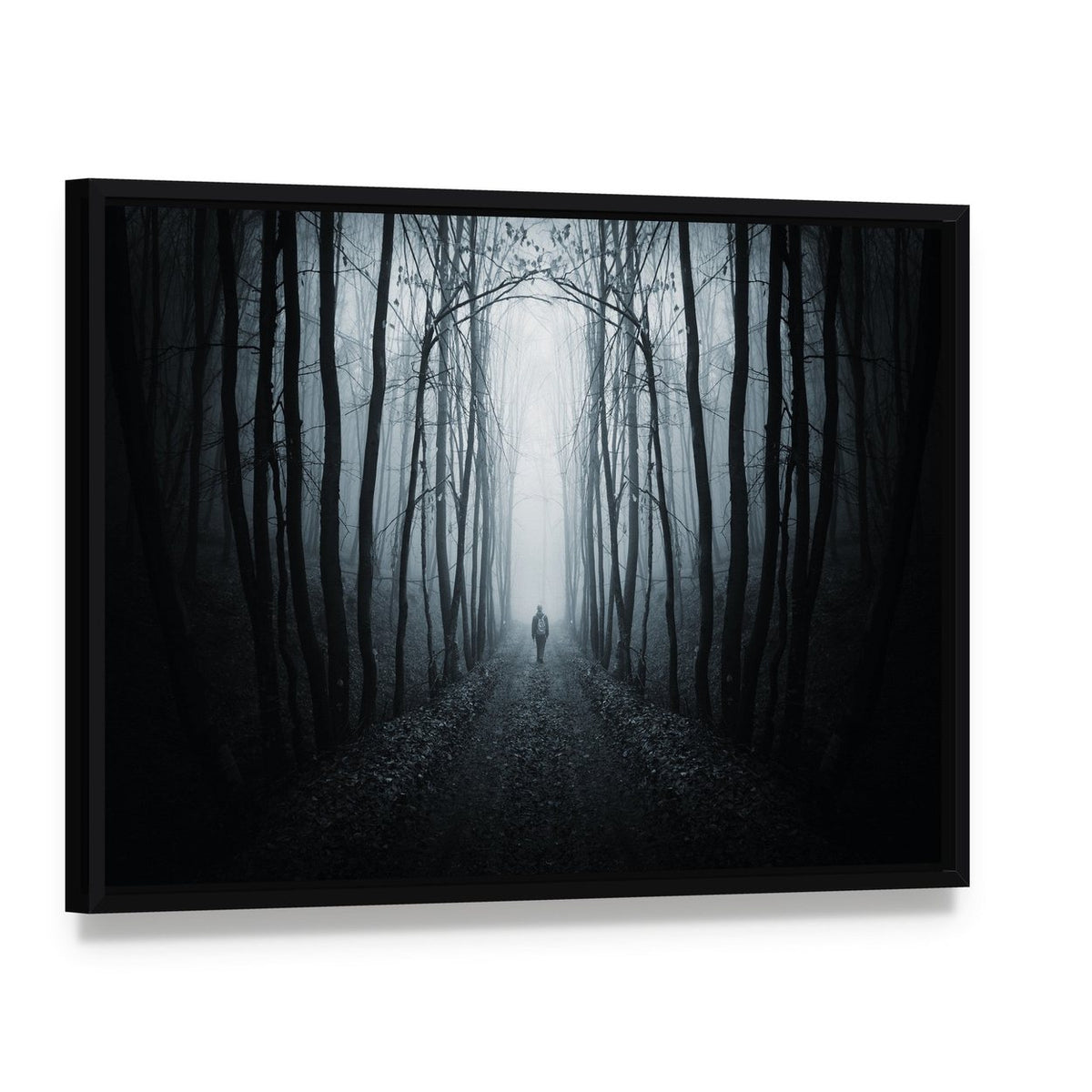 Unknown Horror Jungle Street Canvas Wall Art, framed canvas in a black floater frame, angled product view
