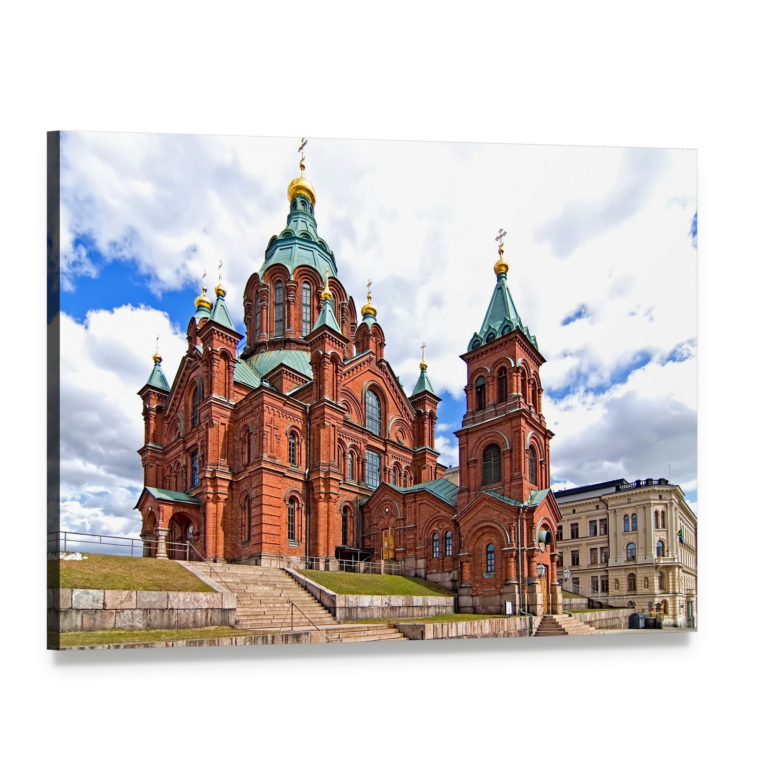 Uspenski Cathedral in Helsinki Canvas Wall Art, single panel gallery wrapped canvas, angled product view
