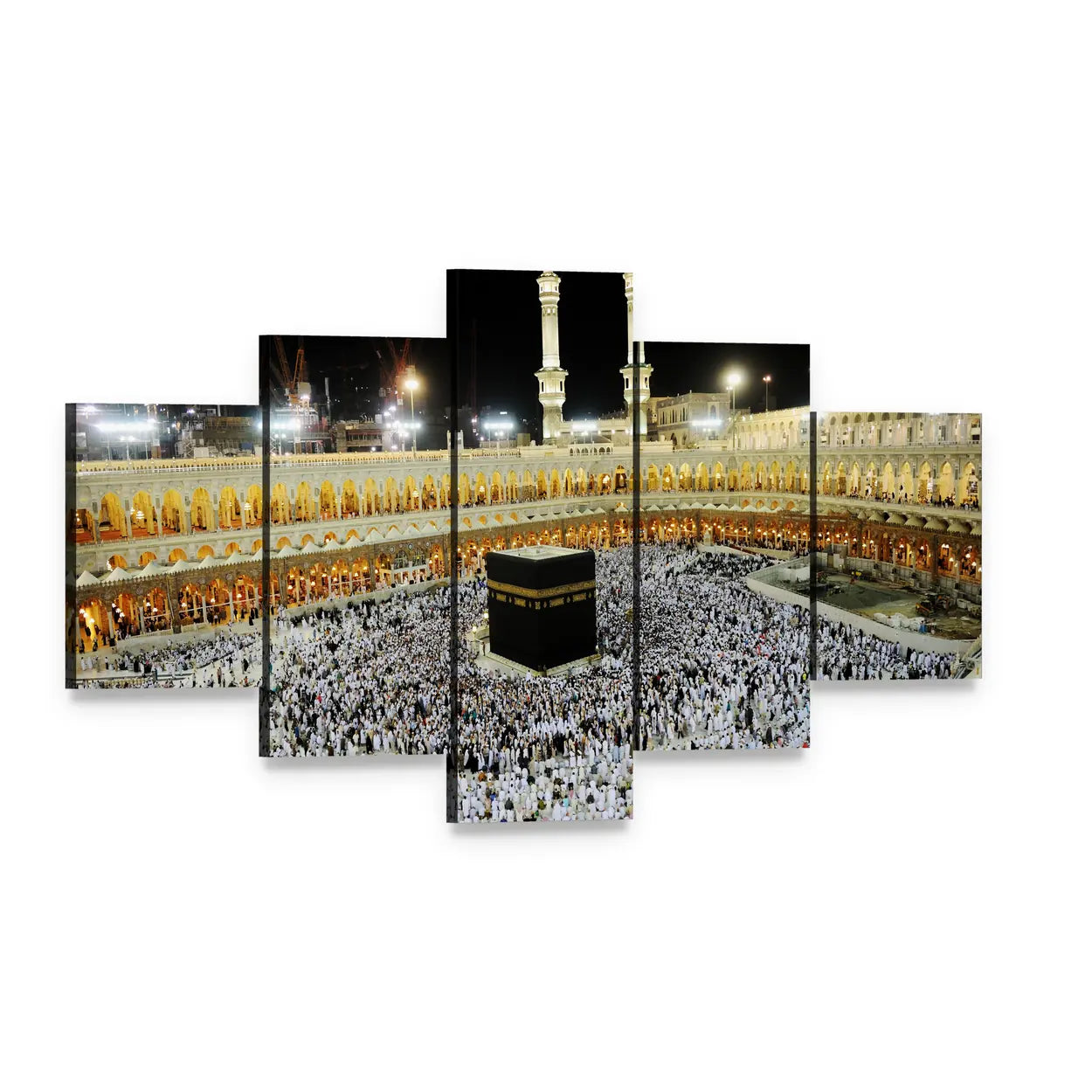 Kaaba at Masjid Al-haram, Makkah Canvas Wall Art, 5 panel 5 Star layout gallery wrapped canvas set, angled product view