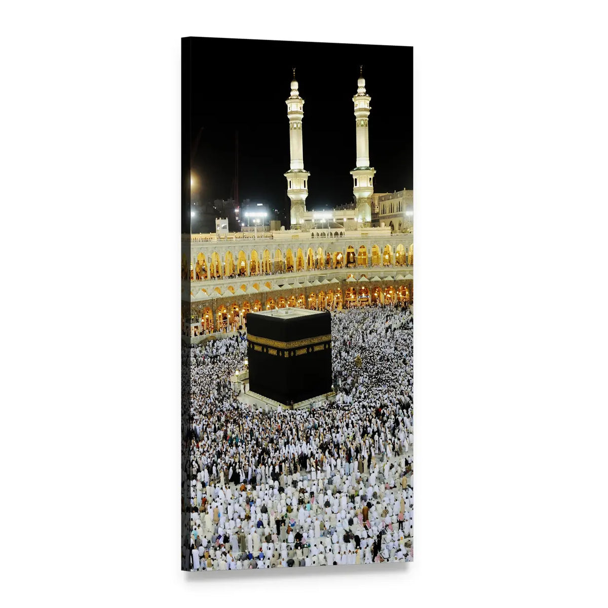 Kaaba at Masjid Al-haram Night View Vertical Canvas Wall Art, 1 panel 1 Vertical layout gallery wrapped canvas set, angled product view