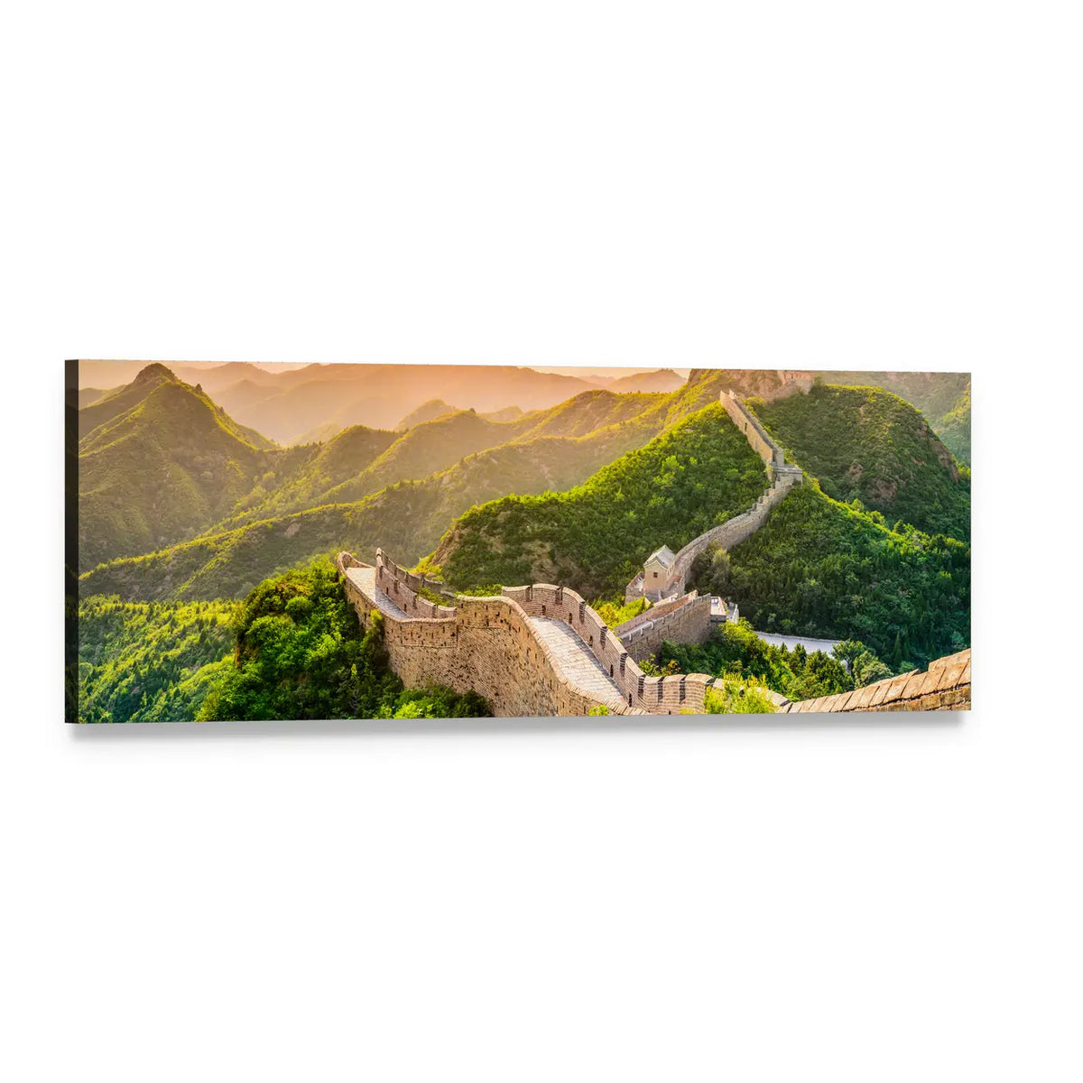 Great Wall of China at Golden Hour Panoramic Canvas Wall Art, single panel gallery wrapped canvas, angled product view