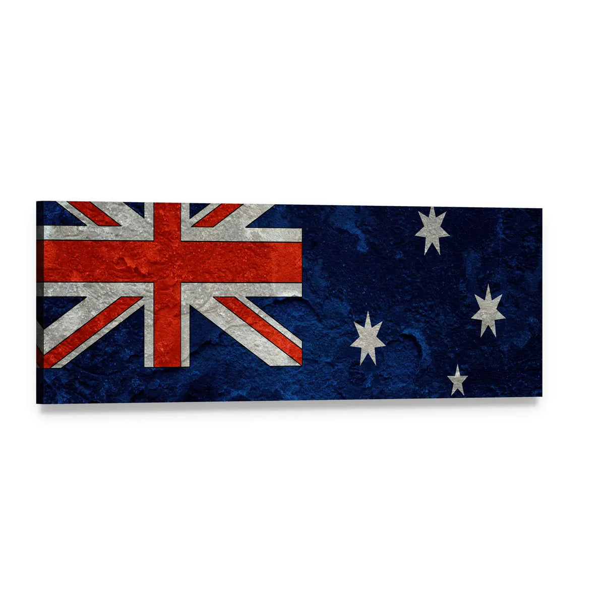 Grunge Australian Flag Panoramic Canvas Wall Art, single panel gallery wrapped canvas, angled product view