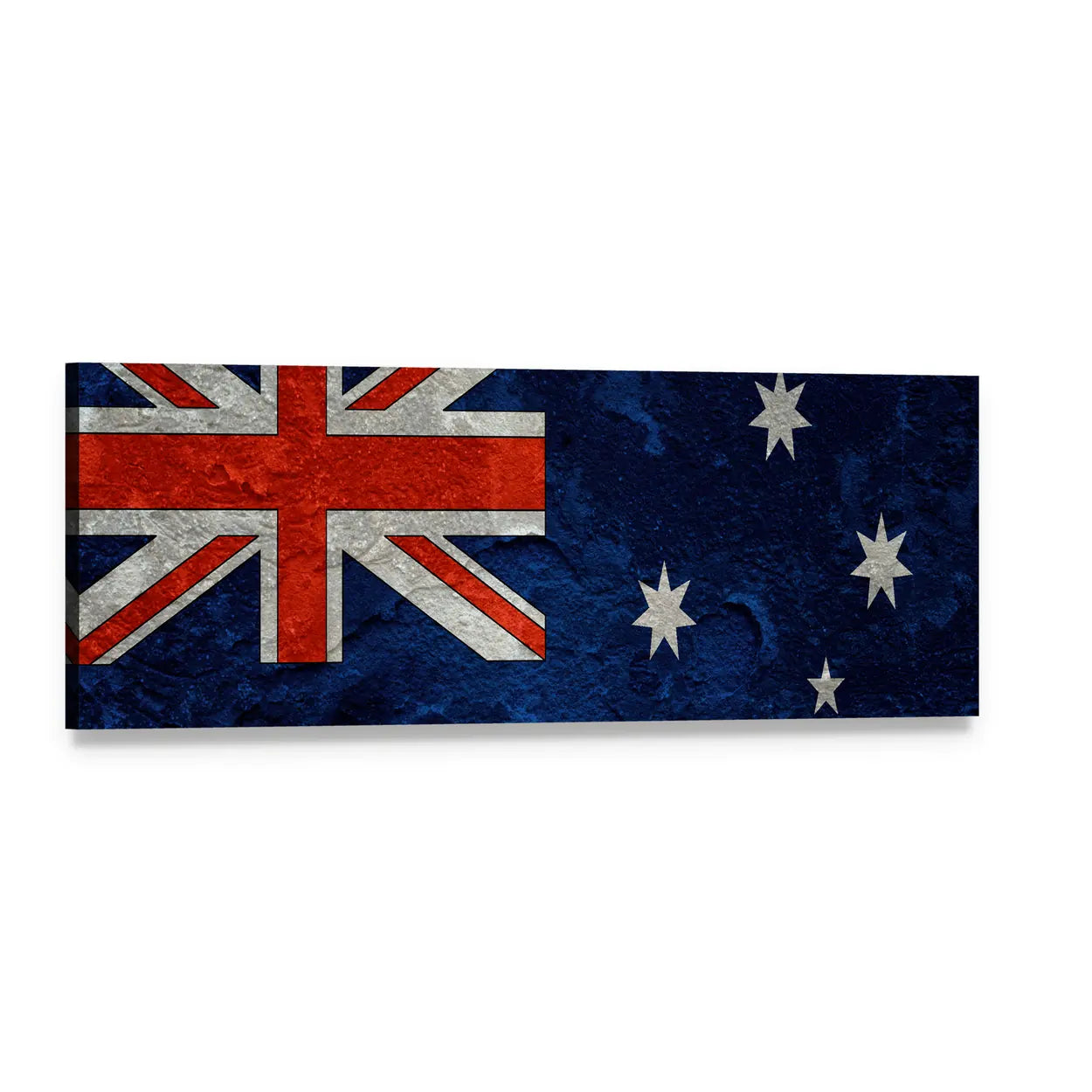 Grunge Australian Flag Panoramic Canvas Wall Art, single panel gallery wrapped canvas, angled product view