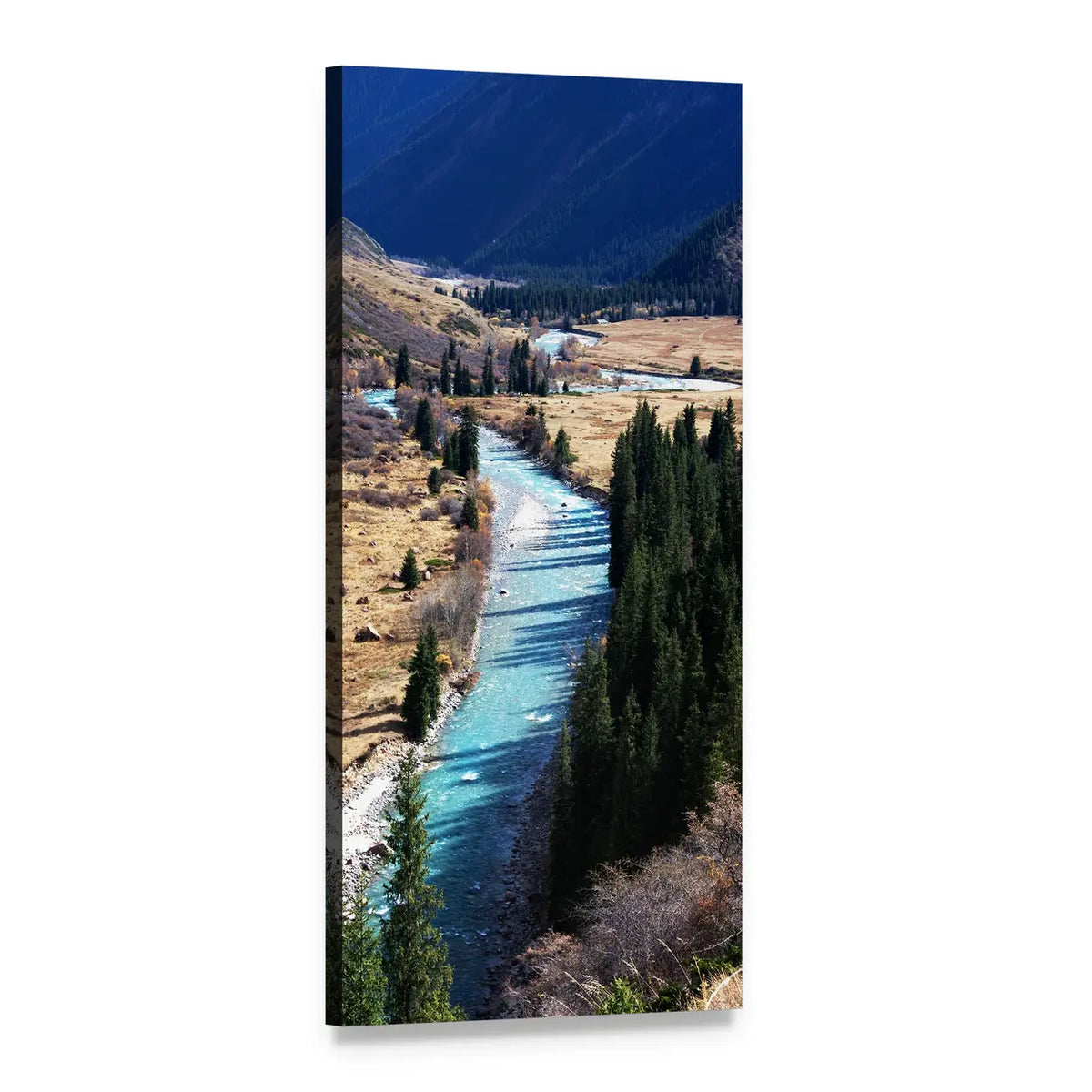 Tyan Shan River Valley Vertical Canvas Wall Art, 1 panel 1 Vertical layout gallery wrapped canvas set, angled product view