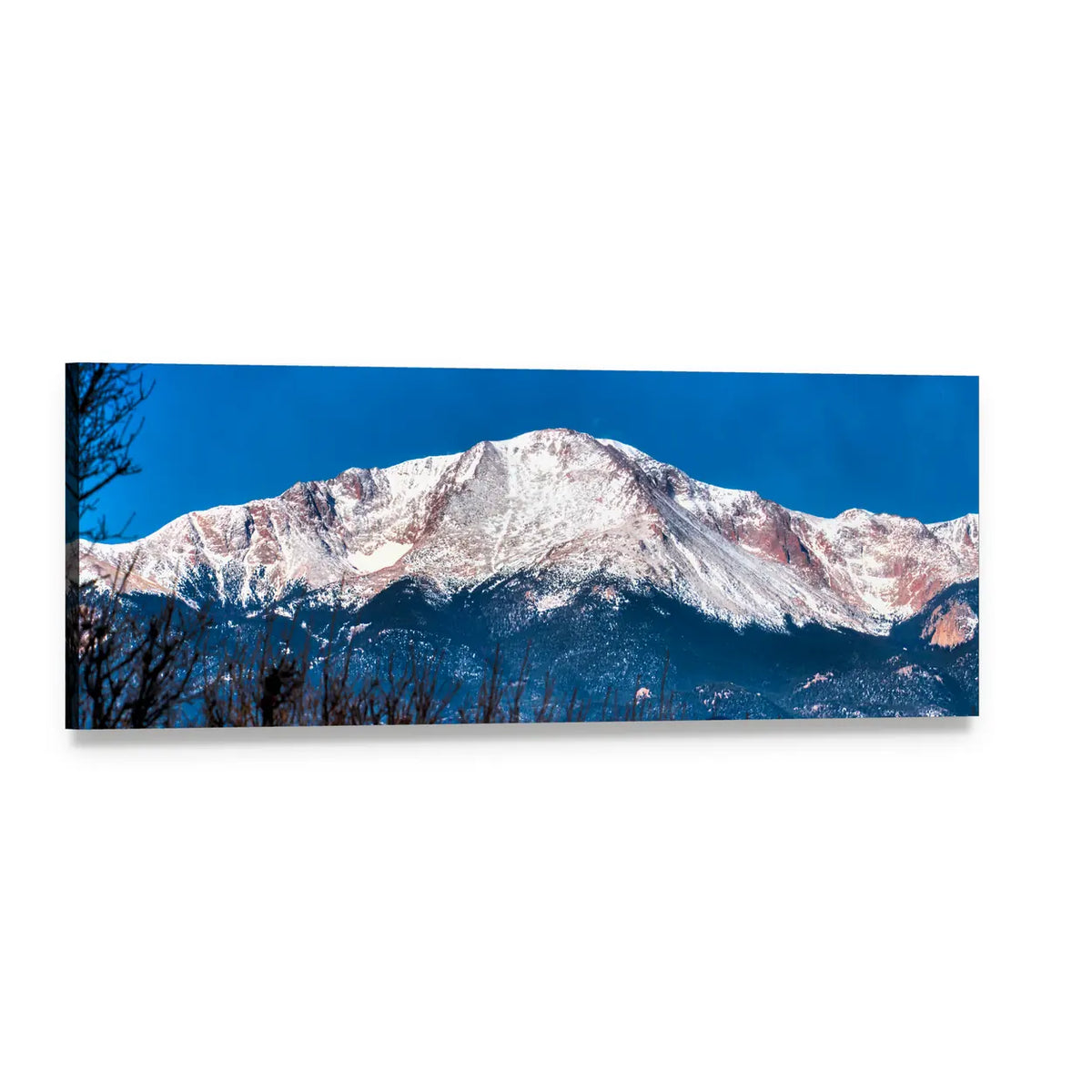 Pikes Peak in Colorado Panoramic Canvas Wall Art, single panel gallery wrapped canvas, angled product view