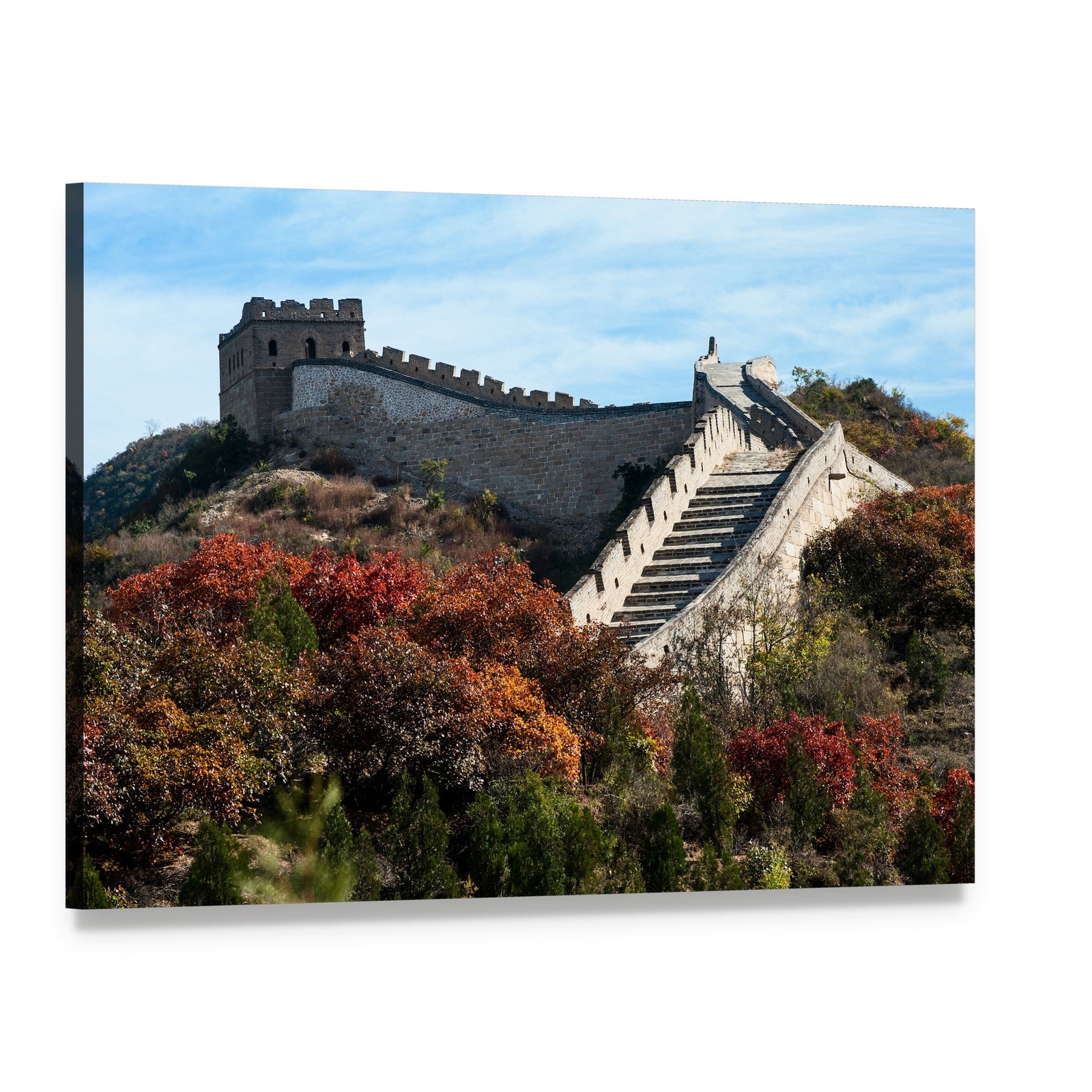 Great Wall in Autumn Canvas Wall Art, single panel gallery wrapped canvas, angled product view