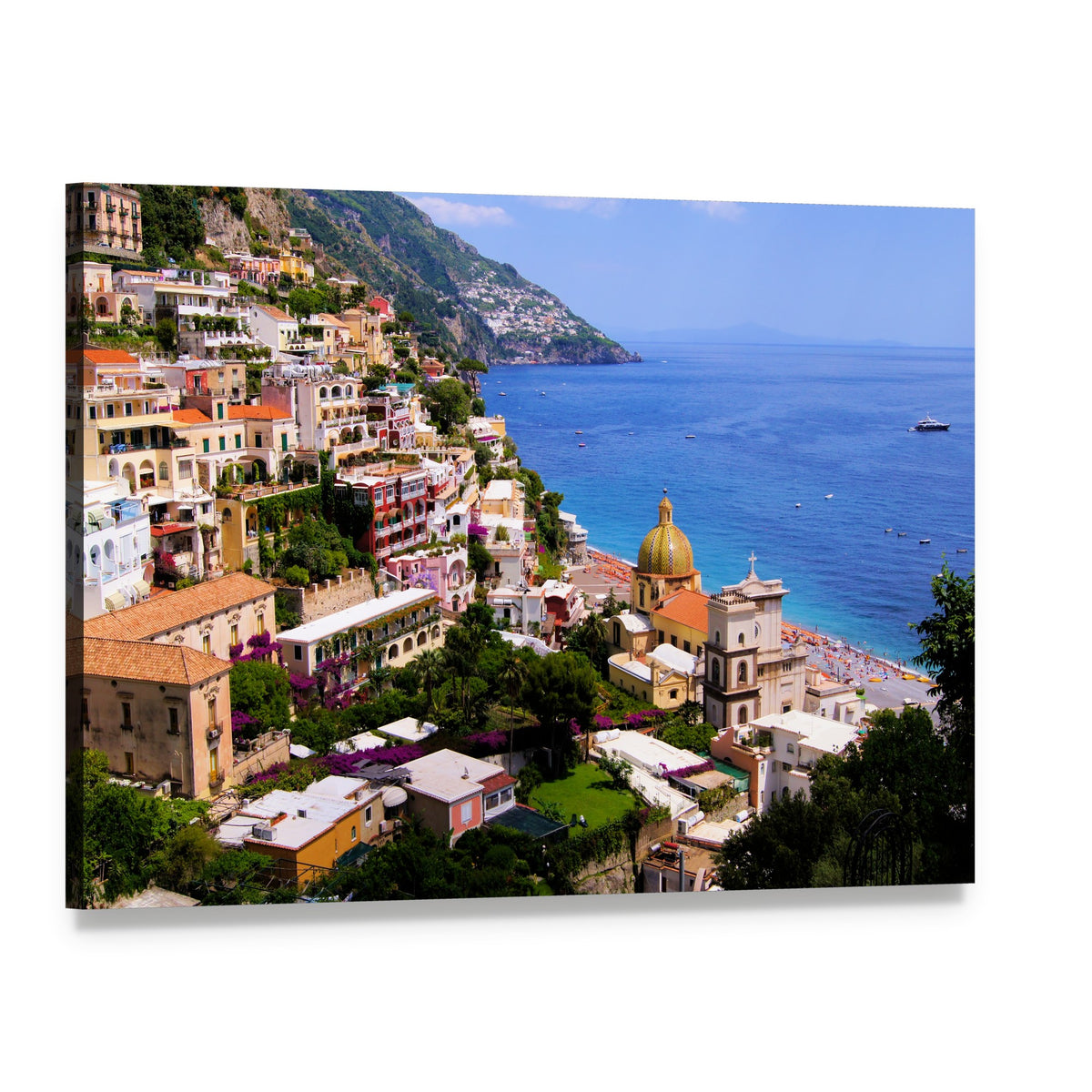 Positano on the Amalfi Coast Canvas Wall Art, single panel gallery wrapped canvas, angled product view