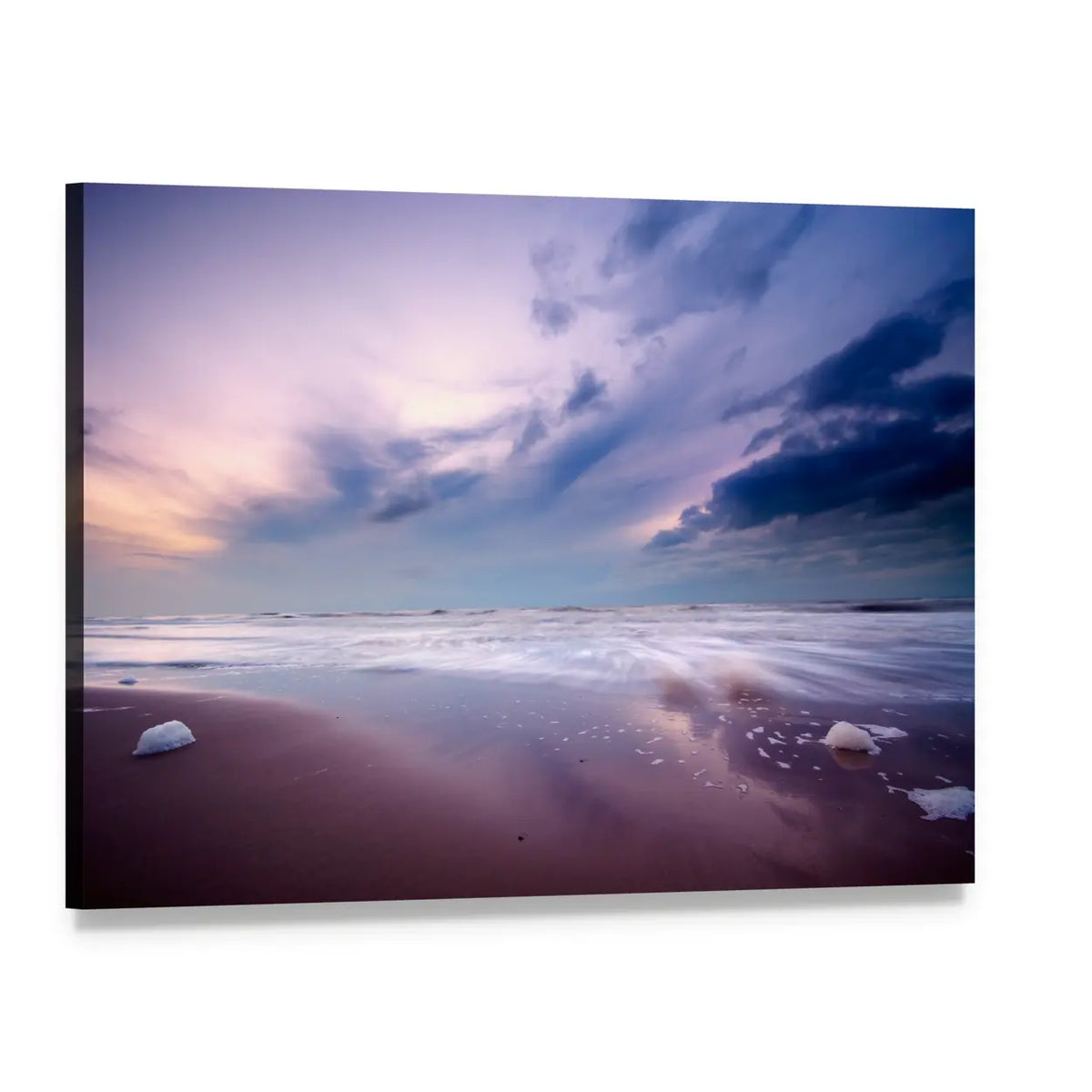 Ocean At Night Canvas Wall Art, single panel gallery wrapped canvas, angled product view