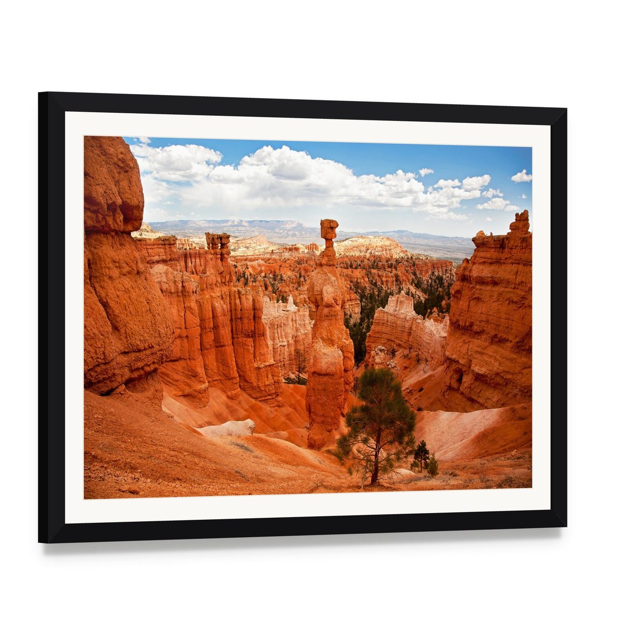Thors Hammer Bryce Canyon Utah Canvas Wall Art, framed print with white mat and black frame, angled product view