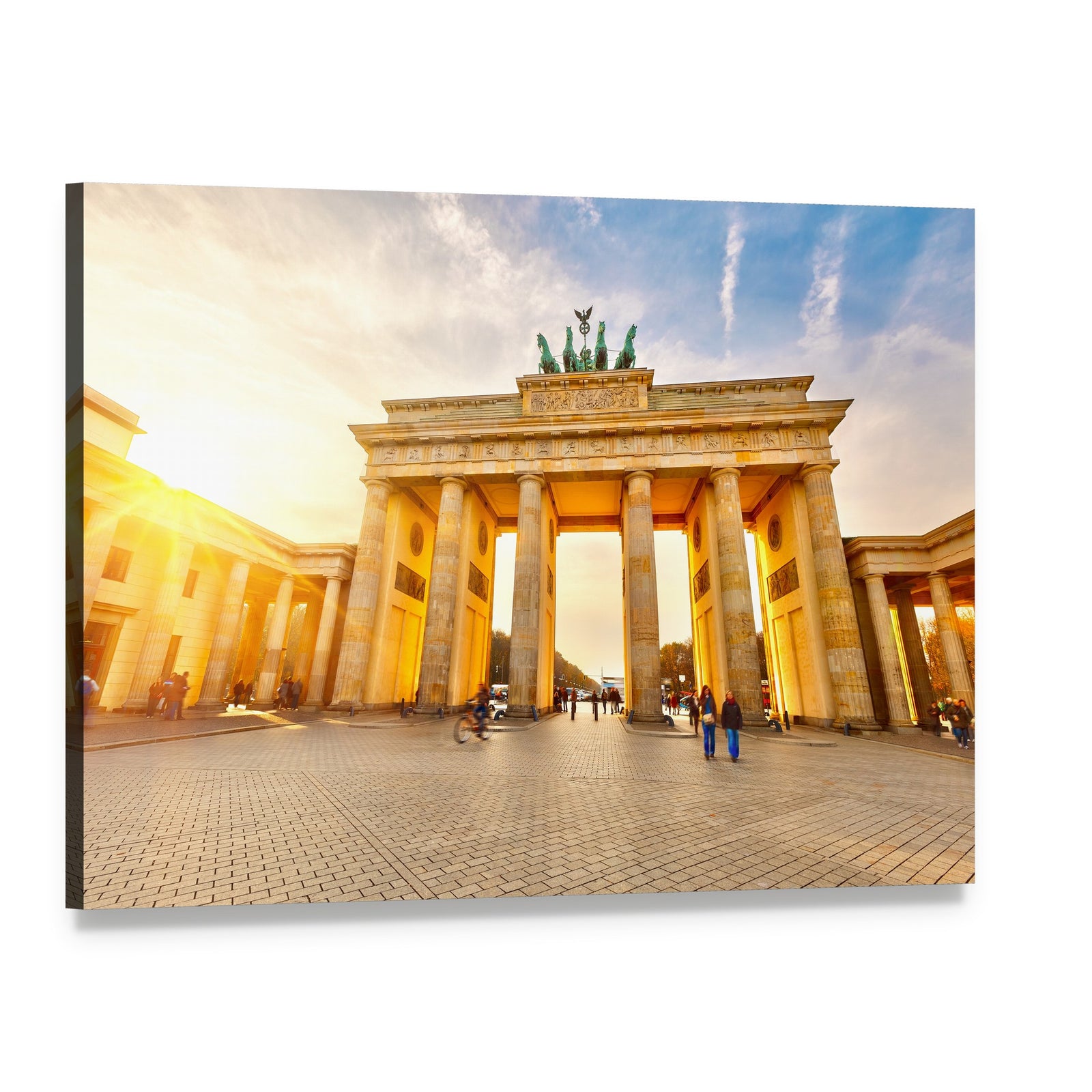 Brandenburg Gate at Sunset Canvas Wall Art, single panel gallery wrapped canvas, angled product view