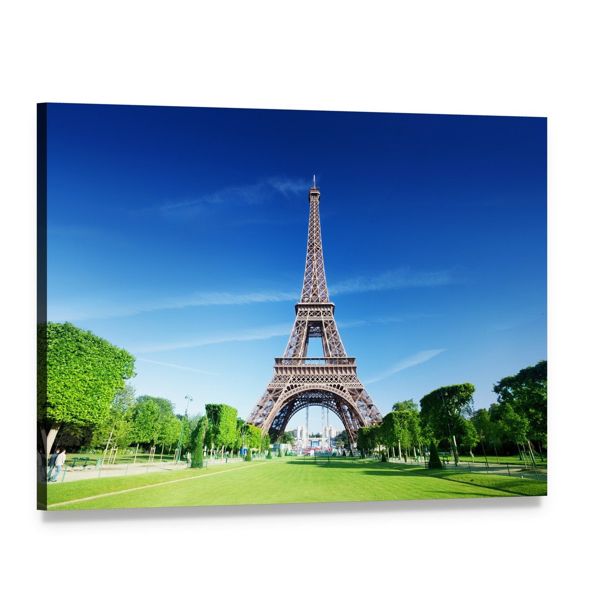 Sunny Morning and Eiffel Tower Canvas Wall Art, single panel gallery wrapped canvas, angled product view