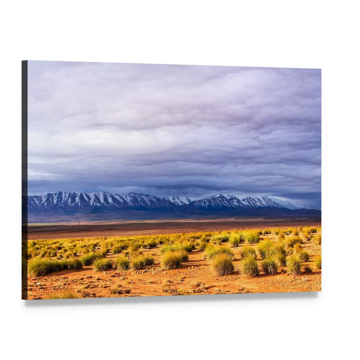 Morocco Desert with Snow-capped Peaks Canvas Wall Art, single panel gallery wrapped canvas, angled product view