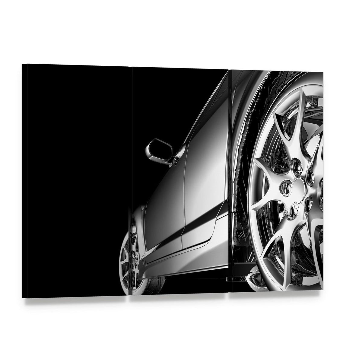 Stylish Car Canvas Wall Art, 3 panel 3 Horizontal layout gallery wrapped canvas set, angled product view