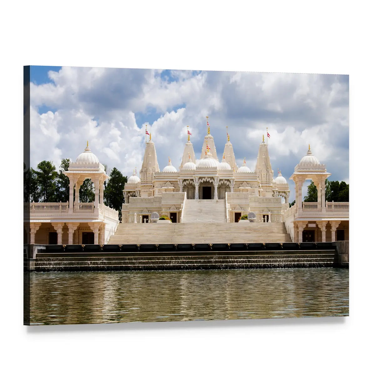 Hindu Temple in Atlanta Canvas Wall Art, single panel gallery wrapped canvas, angled product view