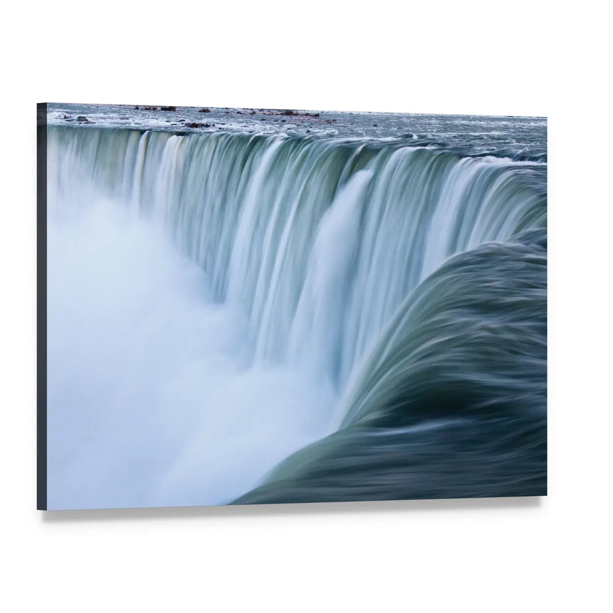 Water Over Niagara Falls Canvas Wall Art, single panel gallery wrapped canvas, angled product view