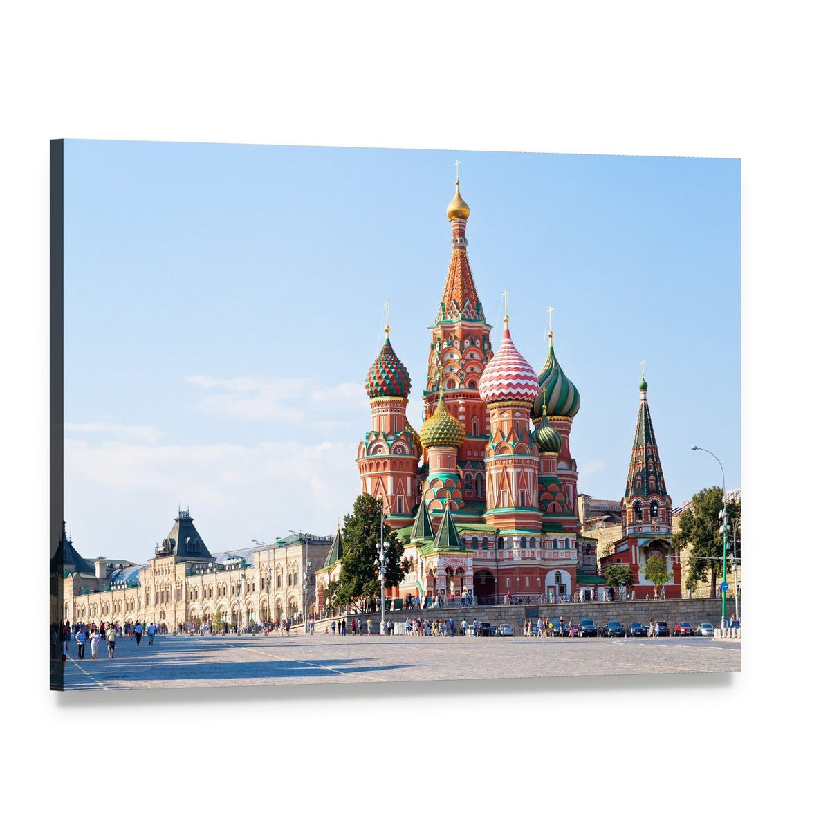 Red Square with Vasilevsky Descent, Moscow Canvas Wall Art, single panel gallery wrapped canvas, angled product view