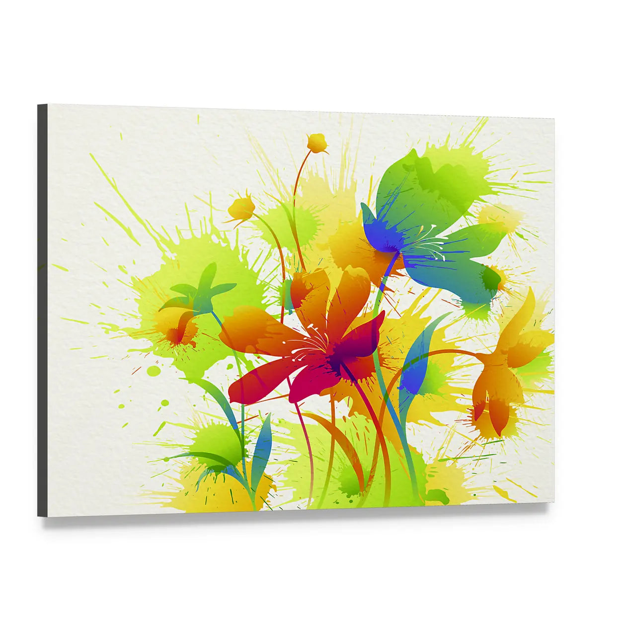 Colorful Abstract Floral Burst Canvas Wall Art, single panel gallery wrapped canvas, angled product view