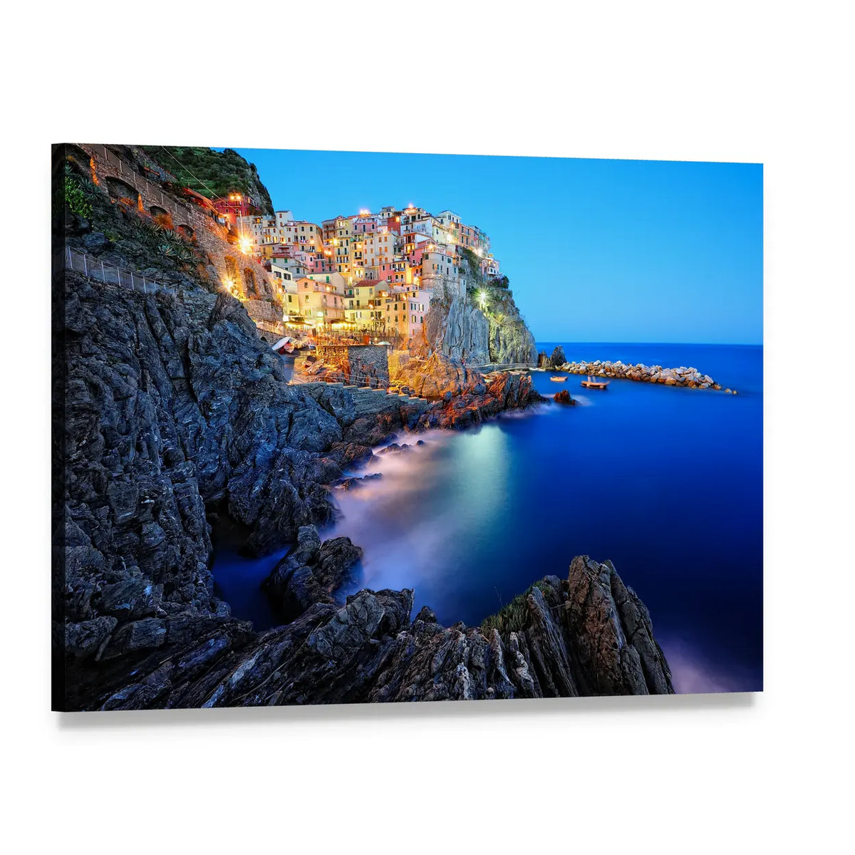 Evening in Manarola Canvas Wall Art, single panel gallery wrapped canvas, angled product view