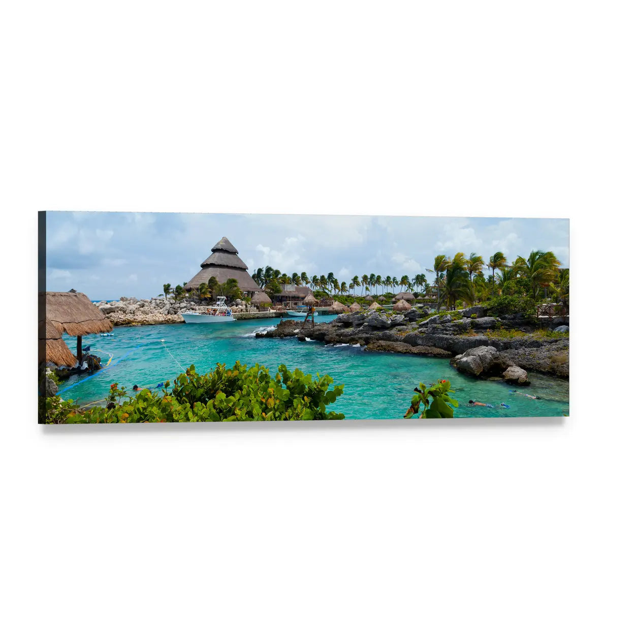 Mayan Riviera Paradise Panoramic Canvas Wall Art, single panel gallery wrapped canvas, angled product view