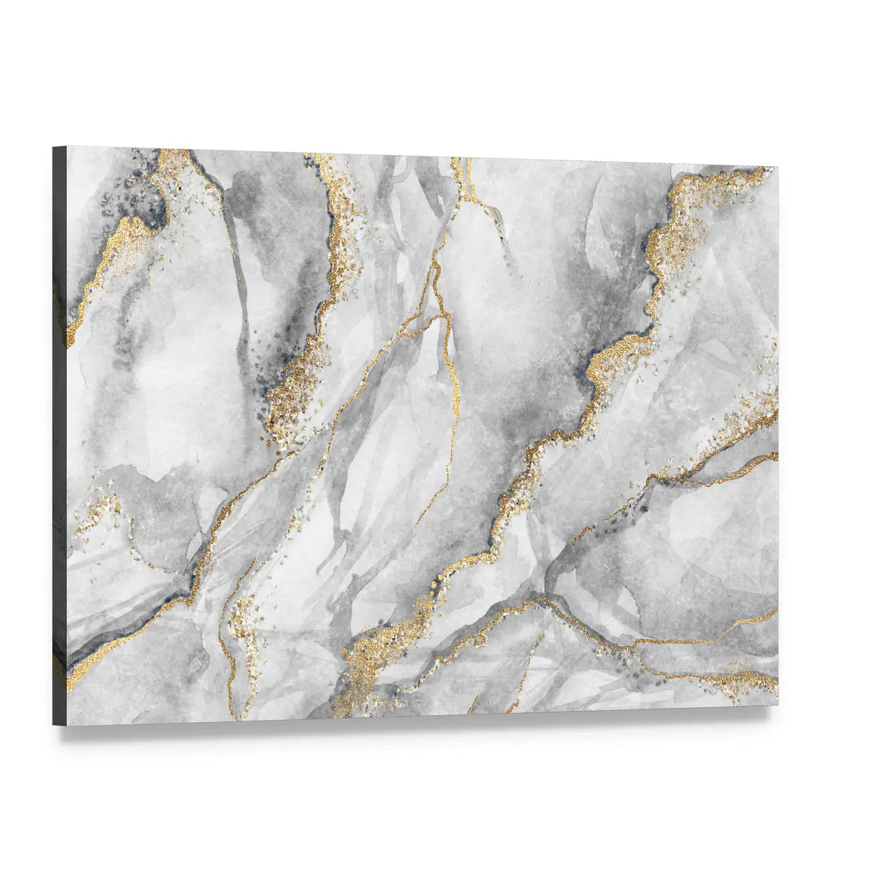 Marble with Gold Veins Canvas Wall Art, single panel gallery wrapped canvas, angled product view