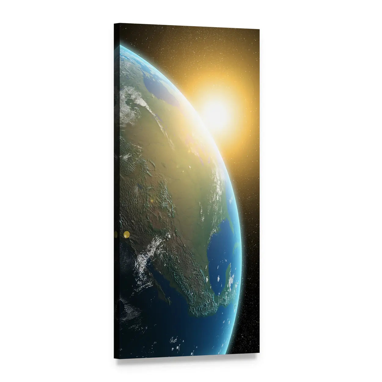 Sunrise Over North America Vertical Canvas Wall Art, 1 panel 1 Vertical layout gallery wrapped canvas set, angled product view