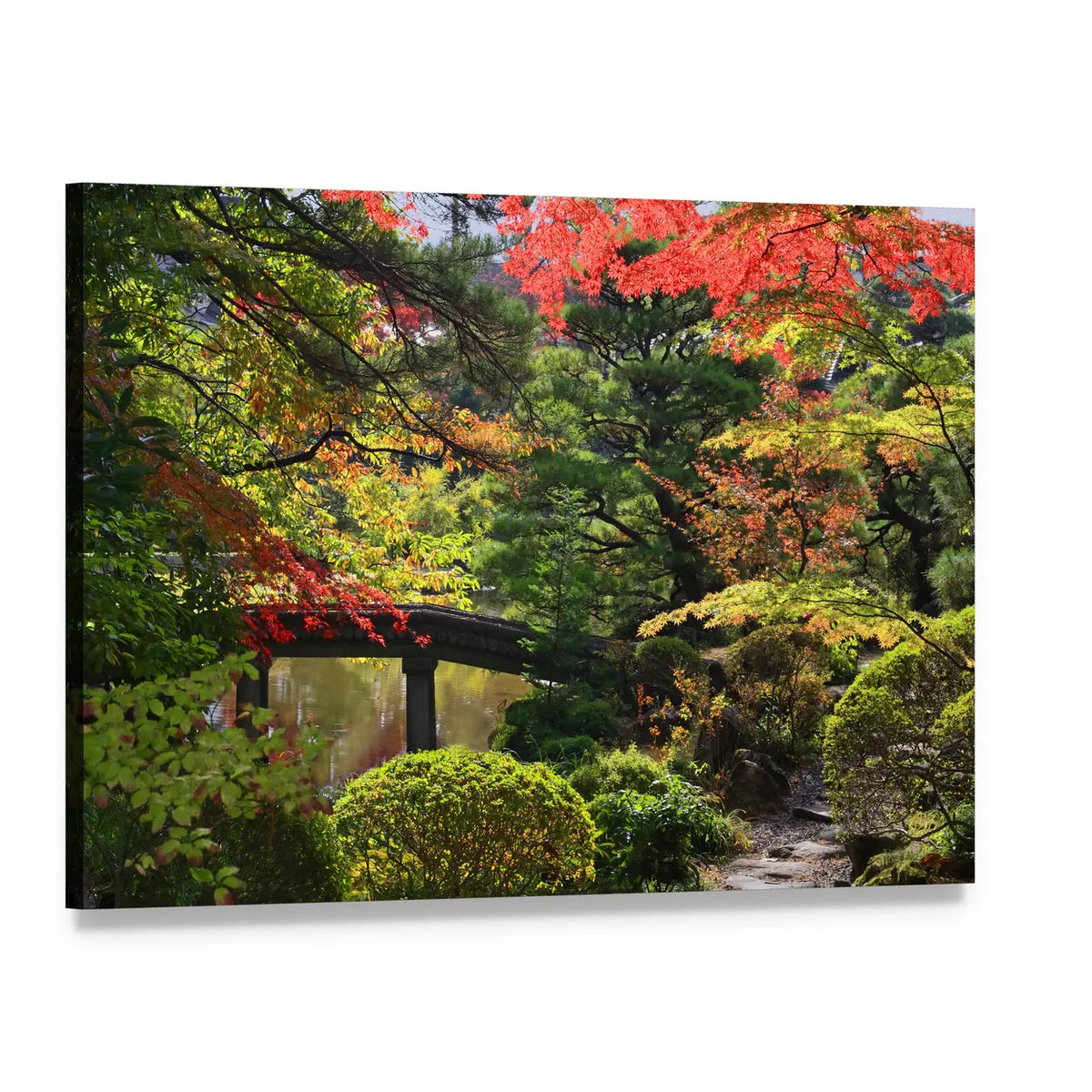 Rinoji Temple Garden Canvas Wall Art, single panel gallery wrapped canvas, angled product view