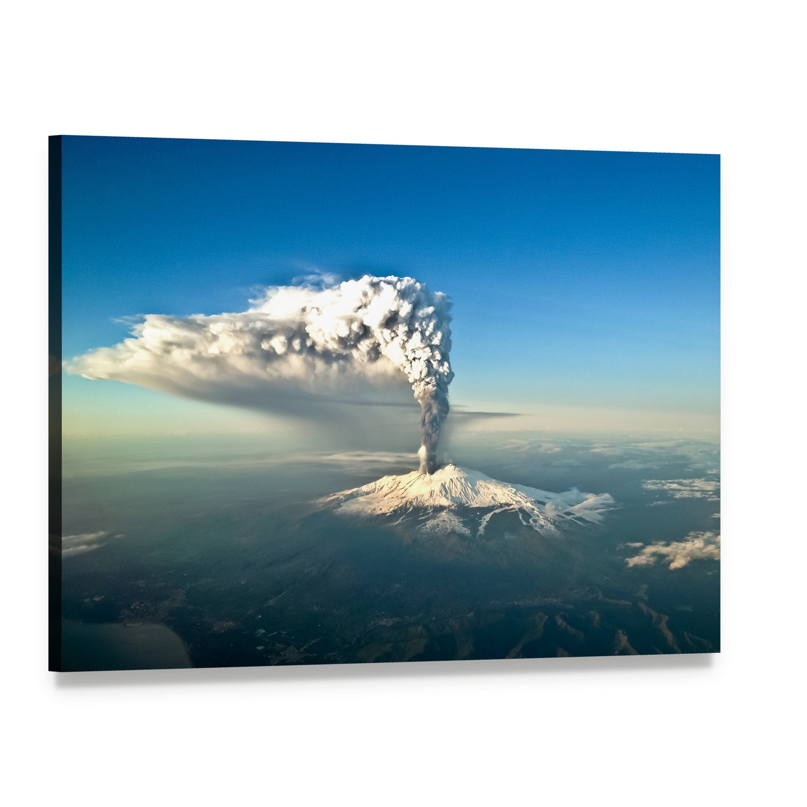 Mount Etna Eruption Canvas Wall Art, single panel gallery wrapped canvas, angled product view