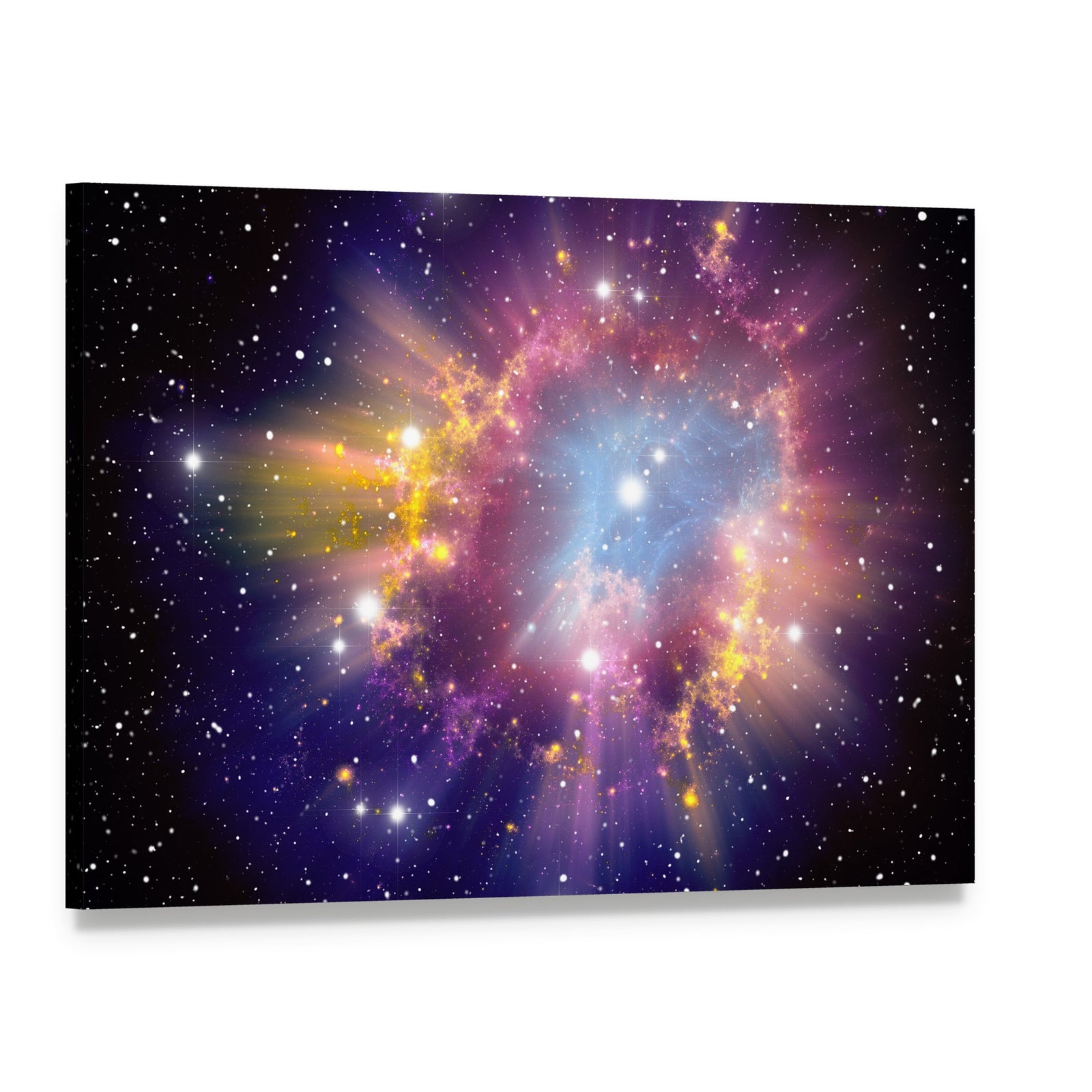 Supernova Explosion Canvas Wall Art, single panel gallery wrapped canvas, angled product view
