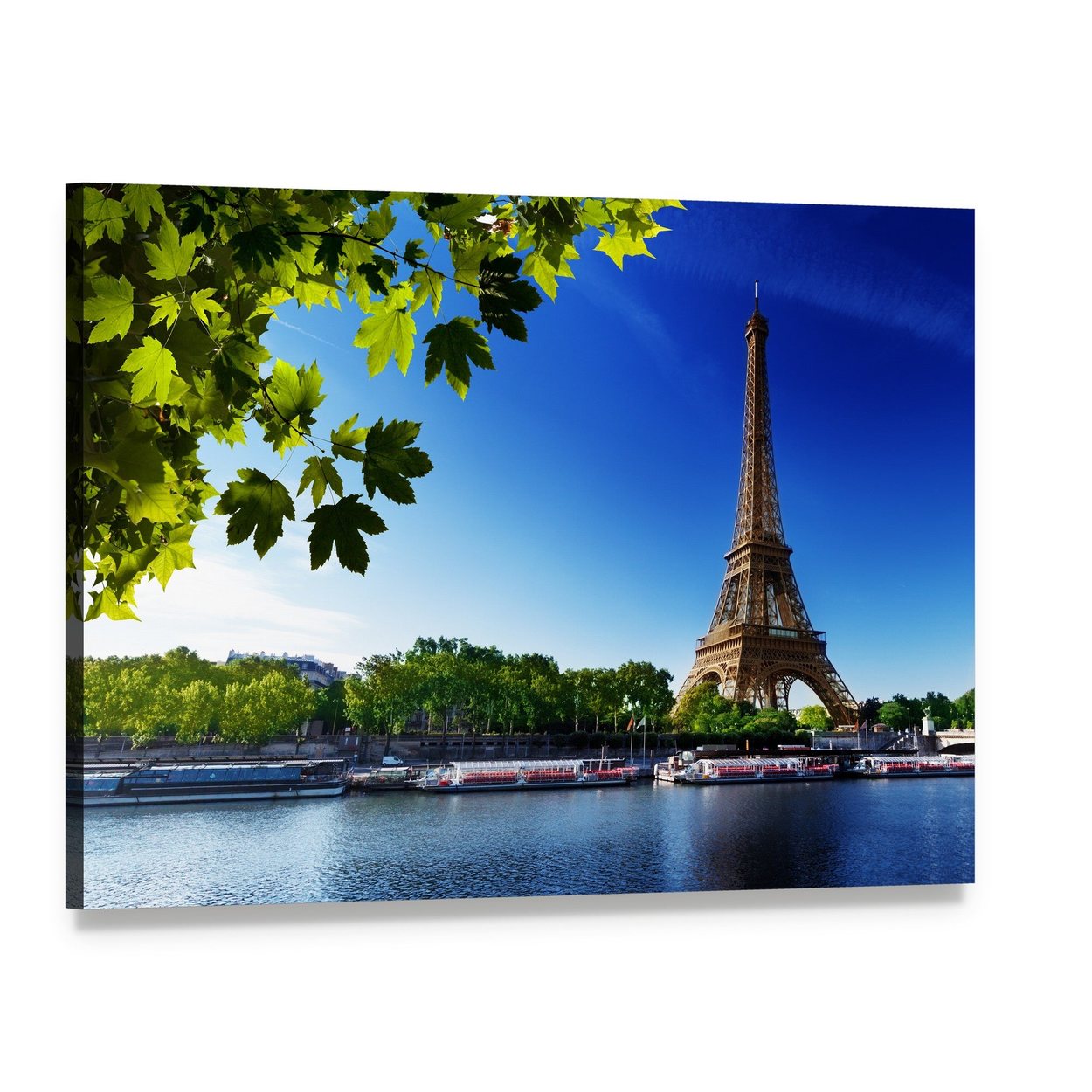 Eiffel Tower at Sunrise Canvas Wall Art, single panel gallery wrapped canvas, angled product view
