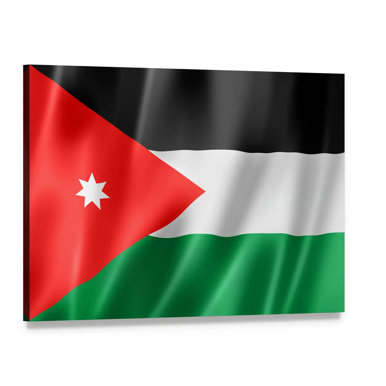 Waving Jordan Flag Canvas Wall Art, single panel gallery wrapped canvas, angled product view