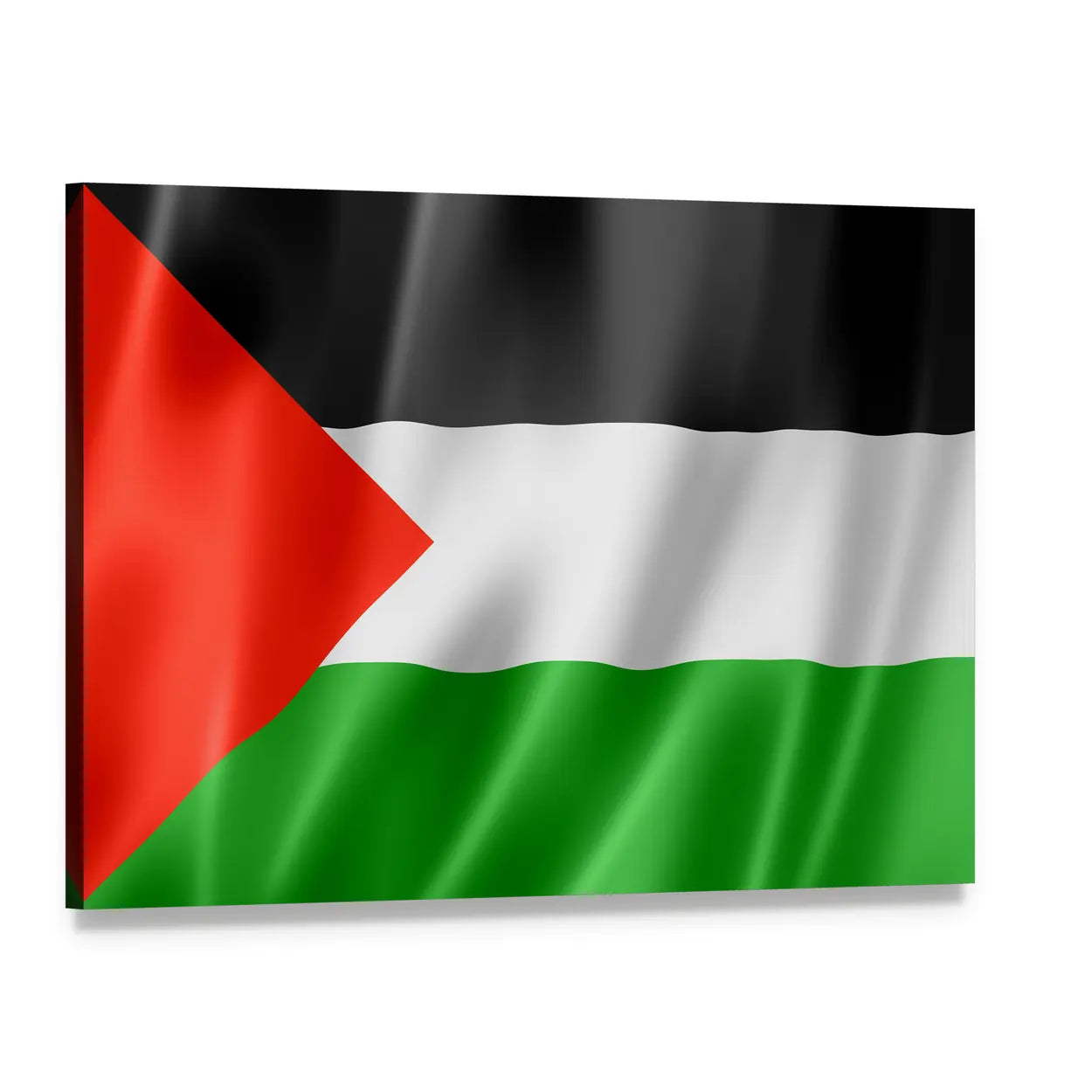 Waving Palestinian Flag Canvas Wall Art, single panel gallery wrapped canvas, angled product view