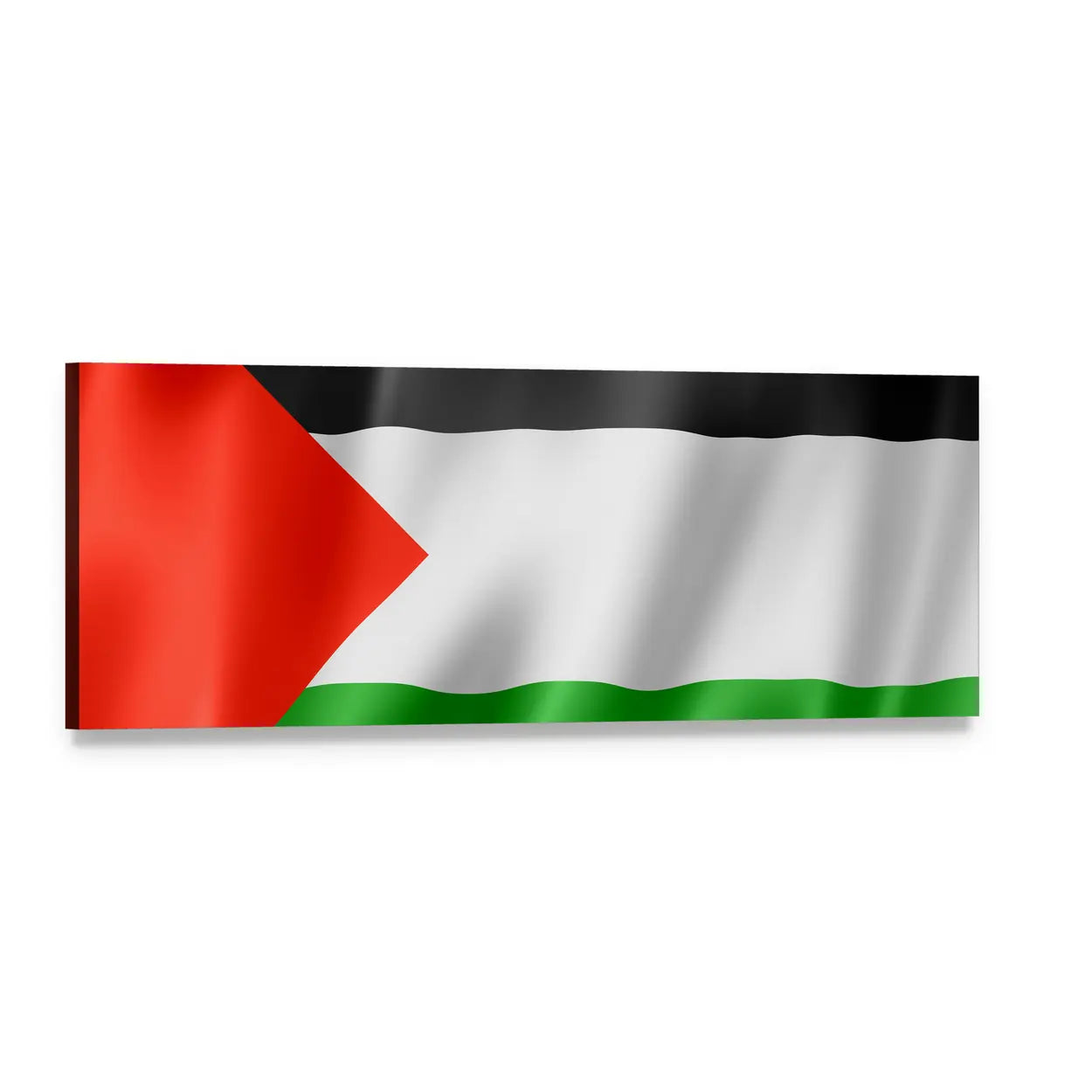 Waving Palestinian Flag Panoramic Canvas Wall Art, single panel gallery wrapped canvas, angled product view
