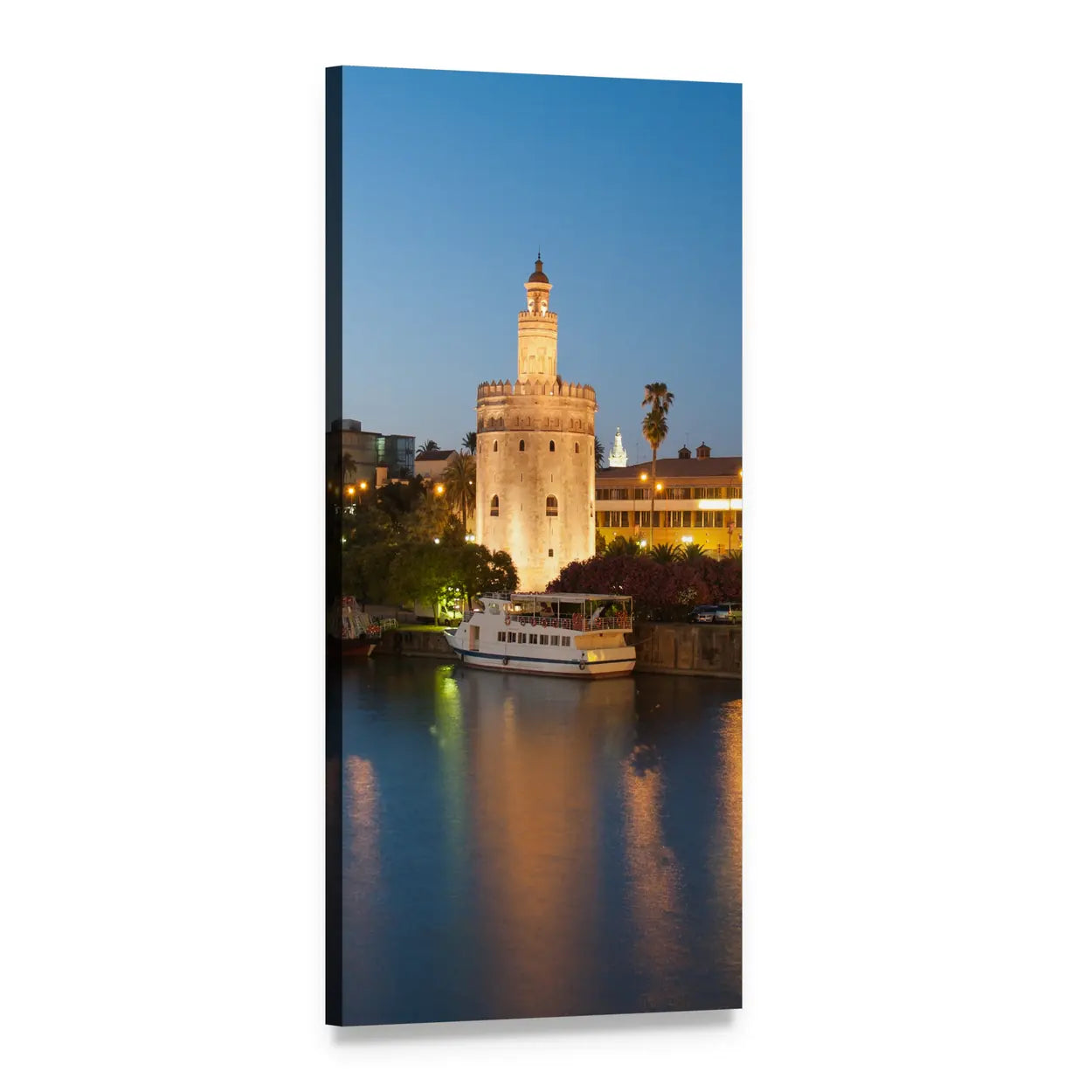 Golden Tower in Seville Vertical Canvas Wall Art, 1 panel 1 Vertical layout gallery wrapped canvas set, angled product view
