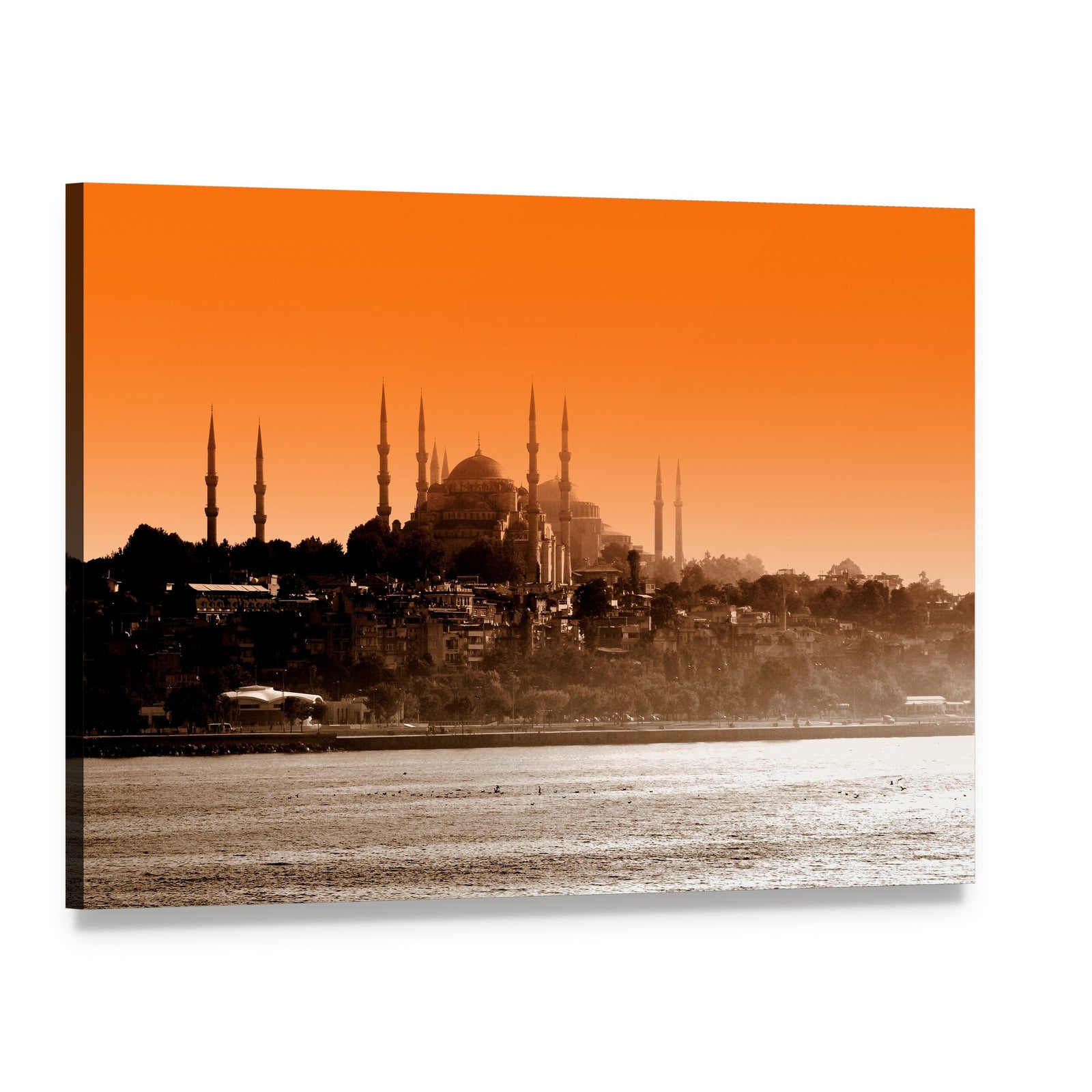 Sultan Ahmet Mosque at Sunset Canvas Wall Art, single panel gallery wrapped canvas, angled product view