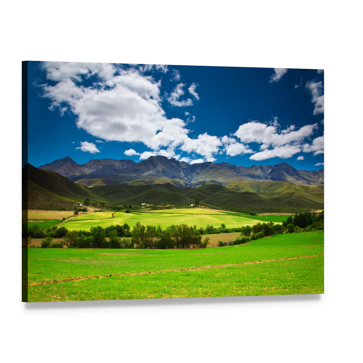 South Africa Mountain Valley Landscape Canvas Wall Art, single panel gallery wrapped canvas, angled product view