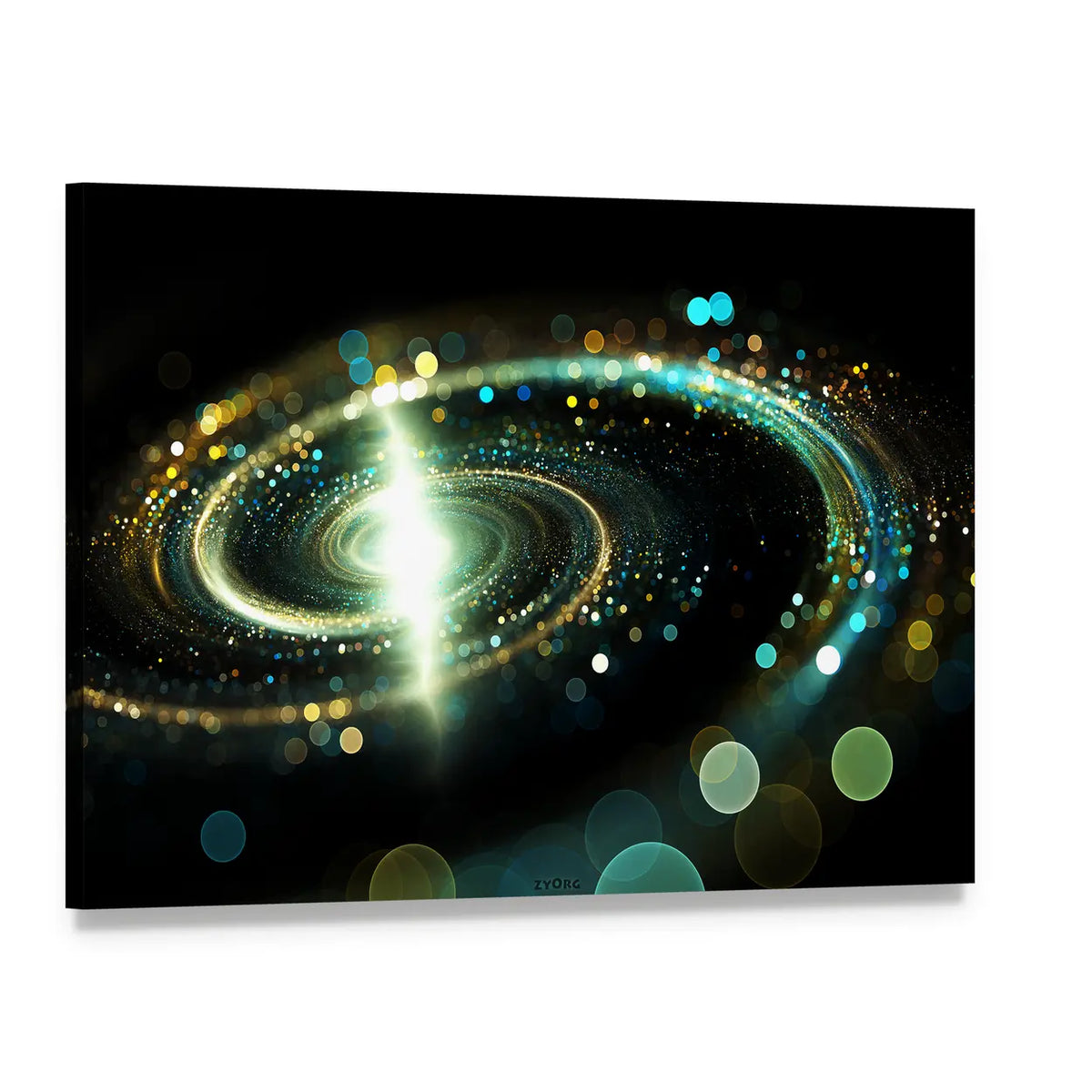 Spiral Galaxy Representation Via Lights Canvas Wall Art, single panel gallery wrapped canvas, angled product view