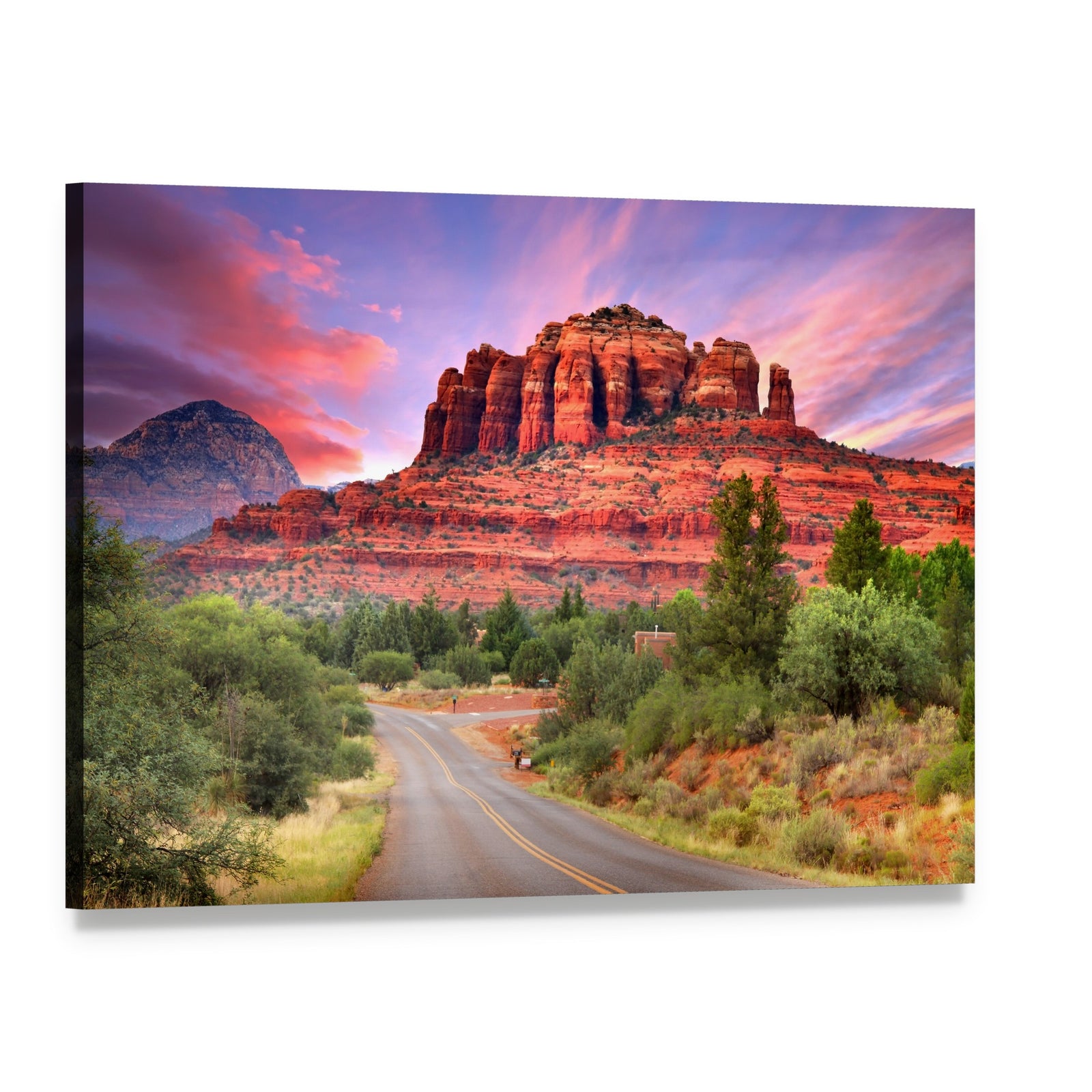 Sedona Scenic Drive at Sunset Canvas Wall Art, single panel gallery wrapped canvas, angled product view