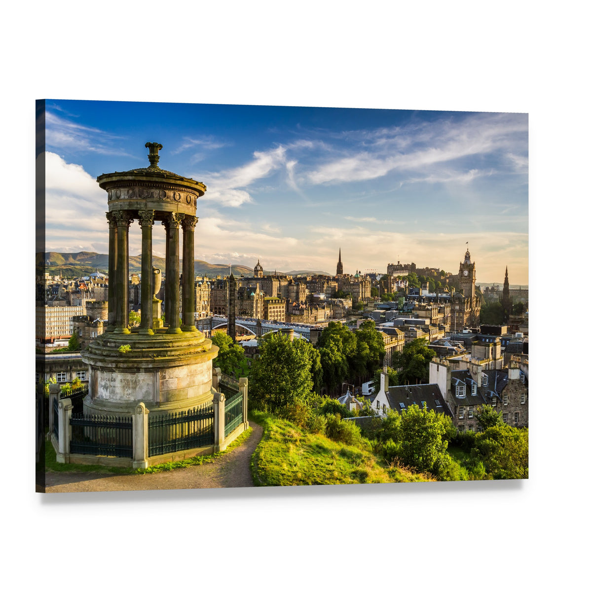 City of Edinburgh Canvas Wall Art, single panel gallery wrapped canvas, angled product view