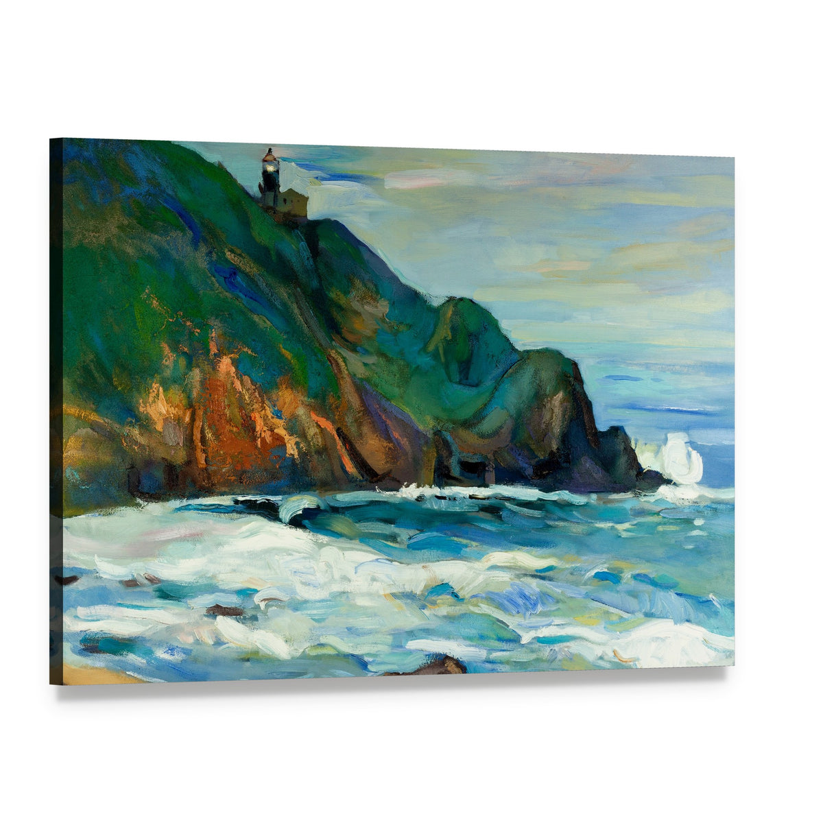 Oil Painting of Seacoast Canvas Wall Art, single panel gallery wrapped canvas, angled product view