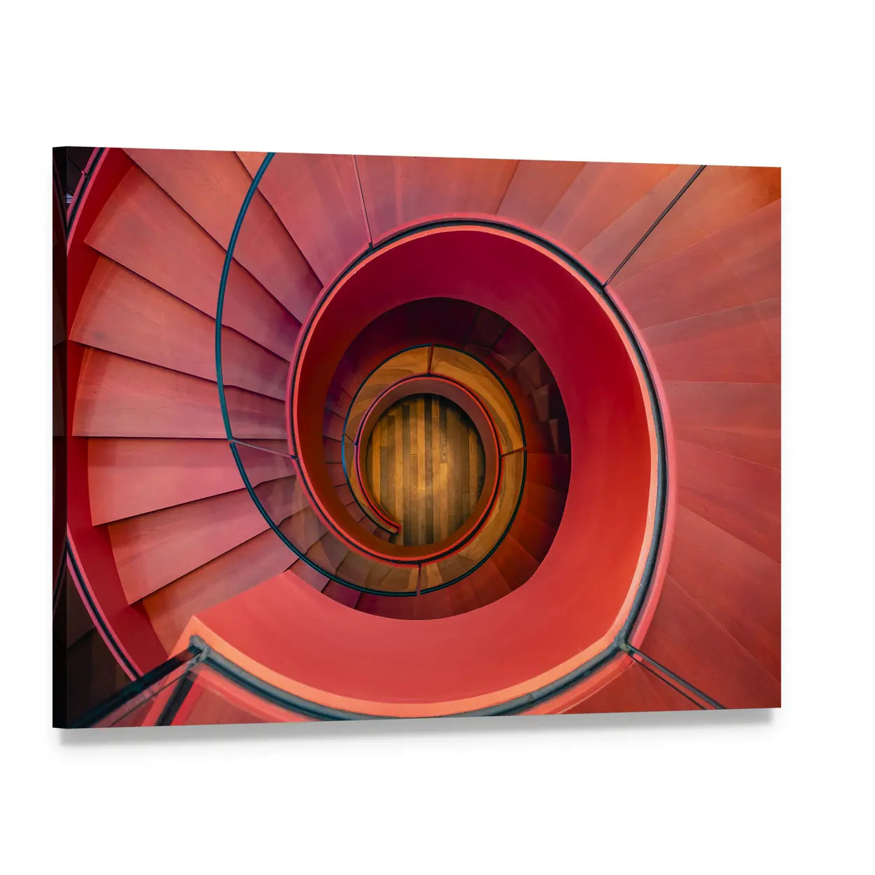 Spiral Staircase Architecture Canvas Wall Art, single panel gallery wrapped canvas, angled product view