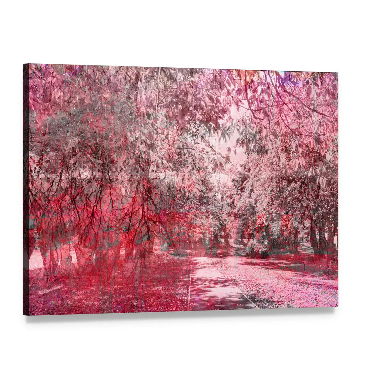 Fantasy Fall Forest Path Canvas Wall Art, single panel gallery wrapped canvas, angled product view