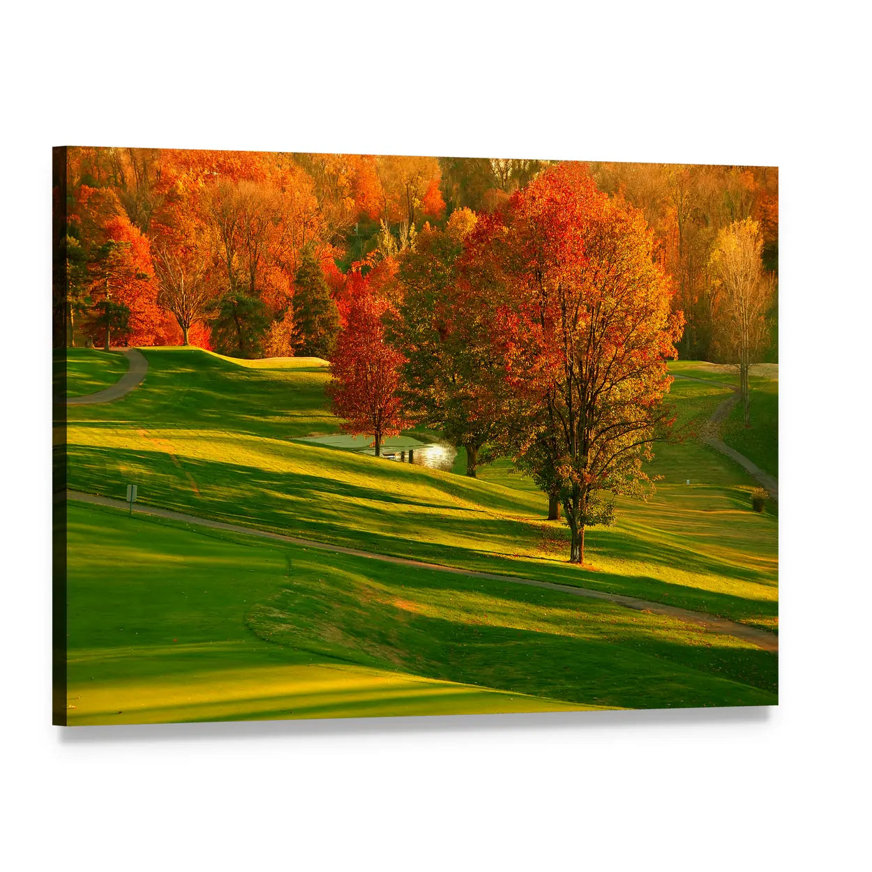 Sunset At The Golf Course Canvas Wall Art, single panel gallery wrapped canvas, angled product view